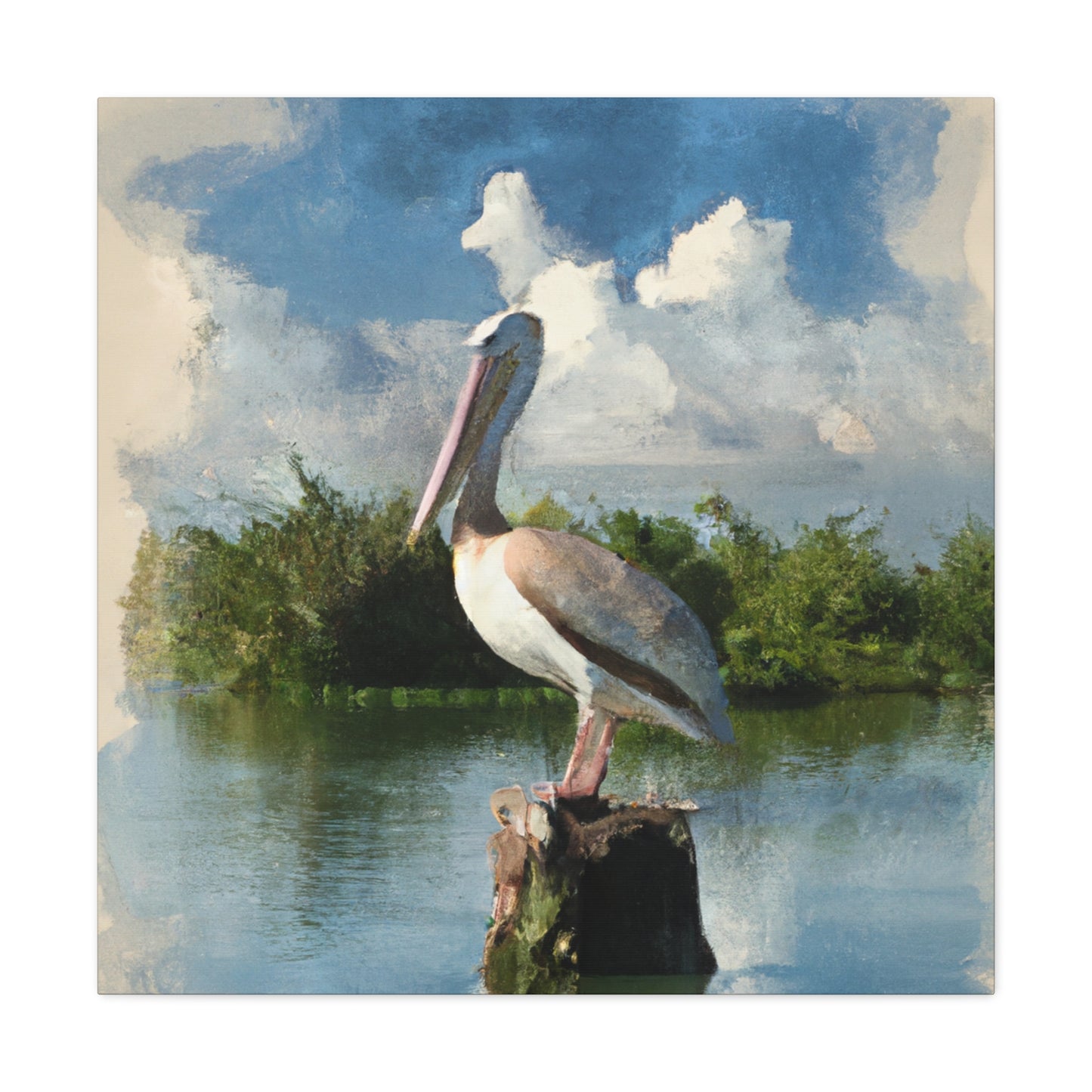 Wetland Pelican Dream. - Canvas