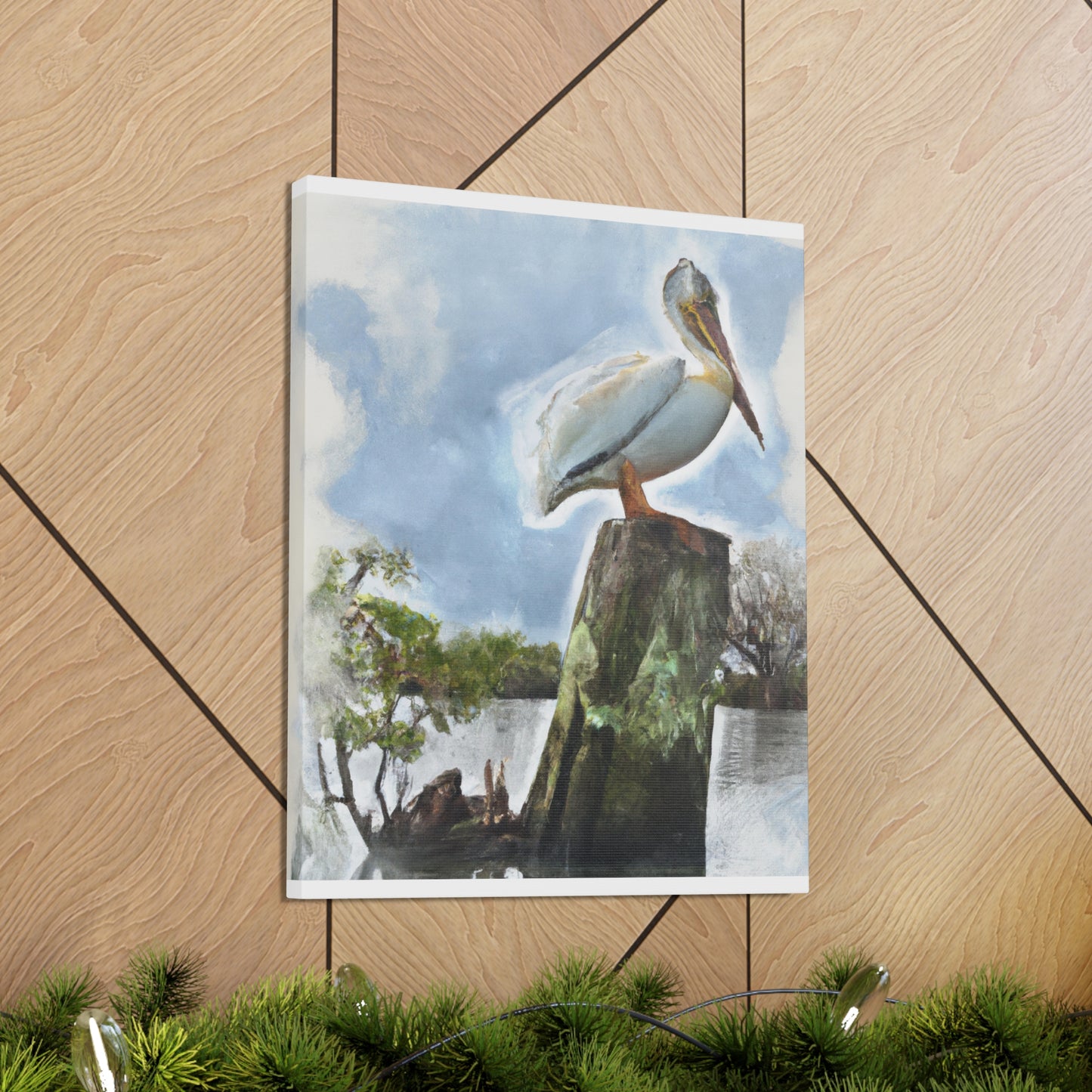 Aquatic Pelican Sunset - Canvas