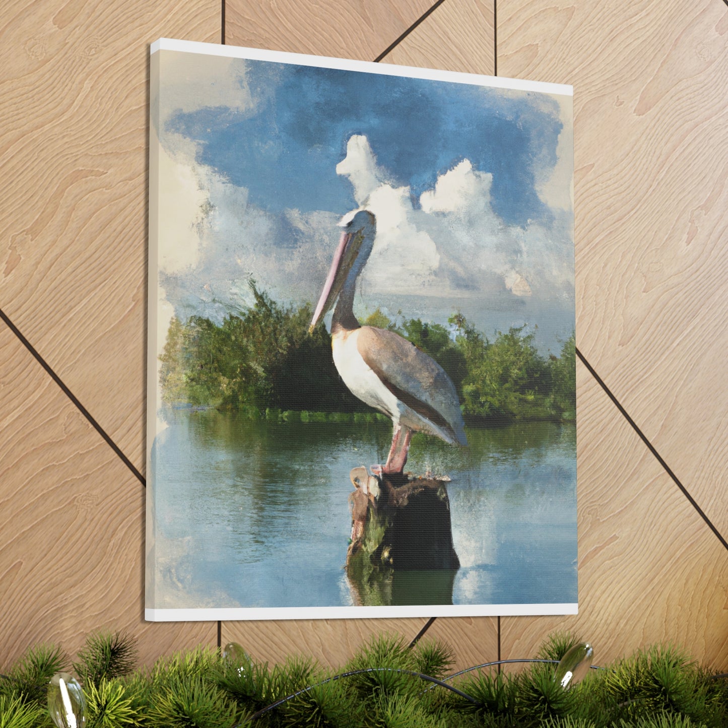 Wetland Pelican Dream. - Canvas