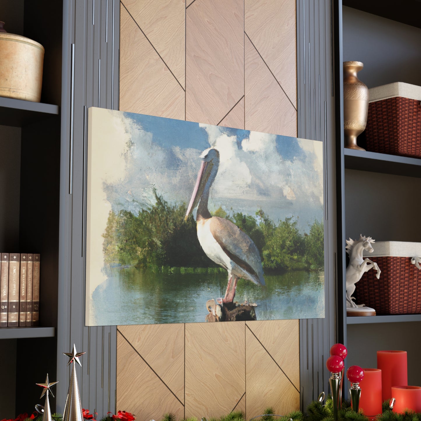 Wetland Pelican Dream. - Canvas