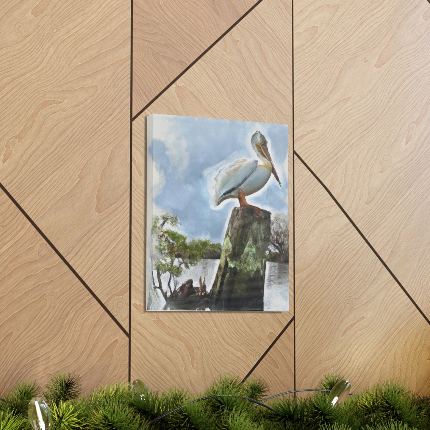 Aquatic Pelican Sunset - Canvas