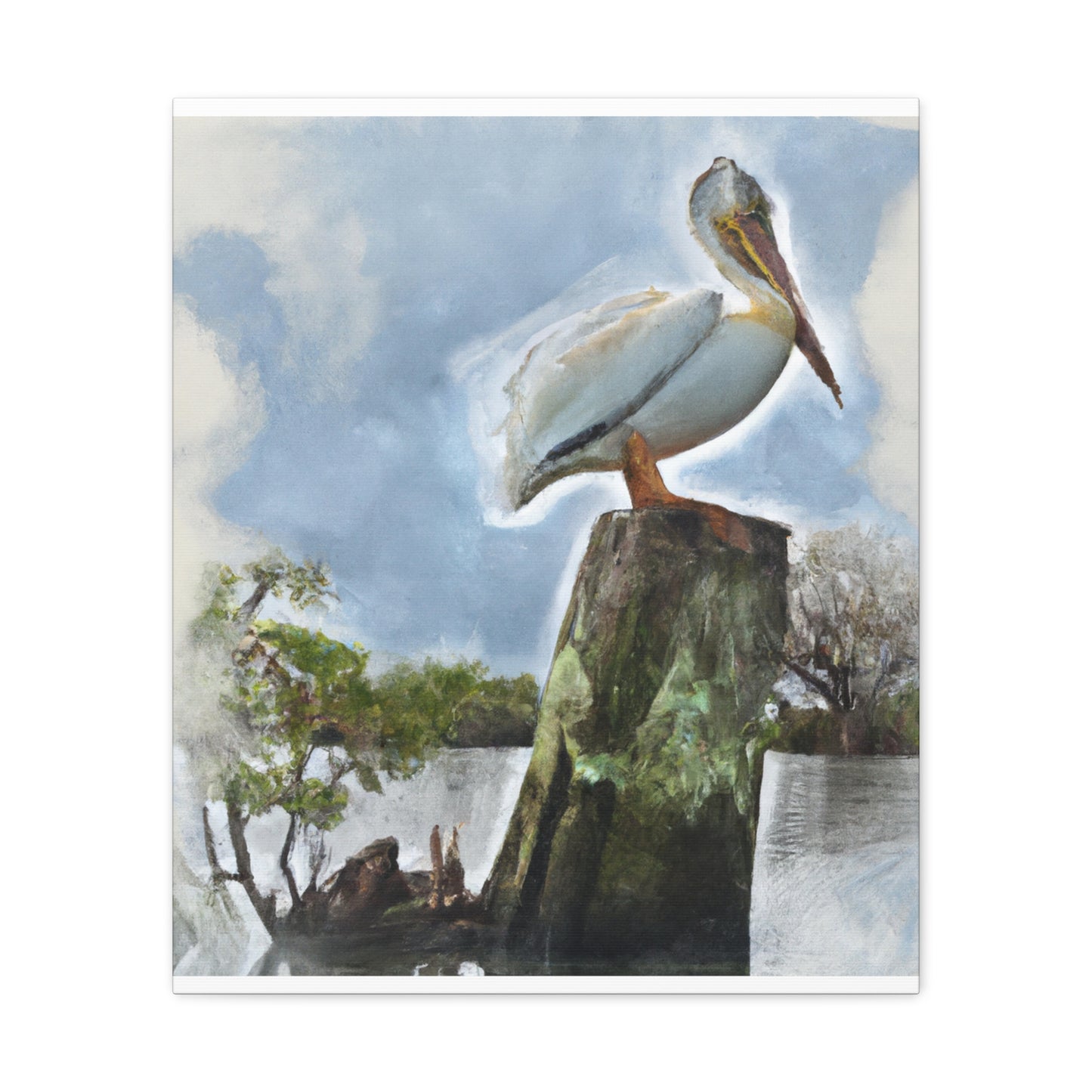 Aquatic Pelican Sunset - Canvas