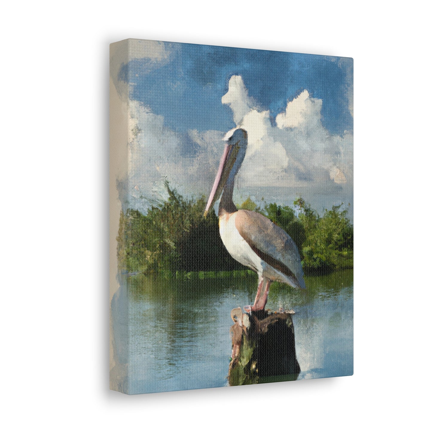 Wetland Pelican Dream. - Canvas