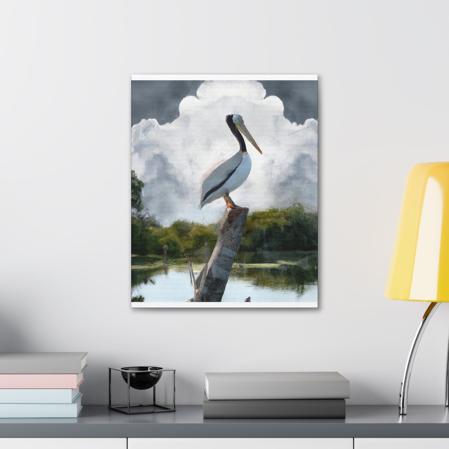 Marshy Pelican Sky. - Canvas