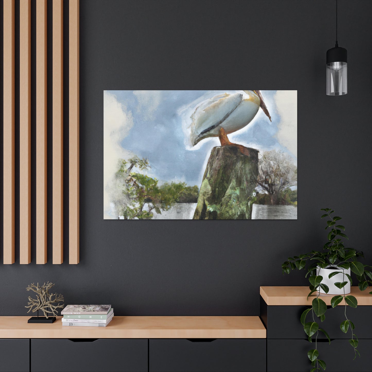 Aquatic Pelican Sunset - Canvas