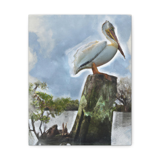 Aquatic Pelican Sunset - Canvas