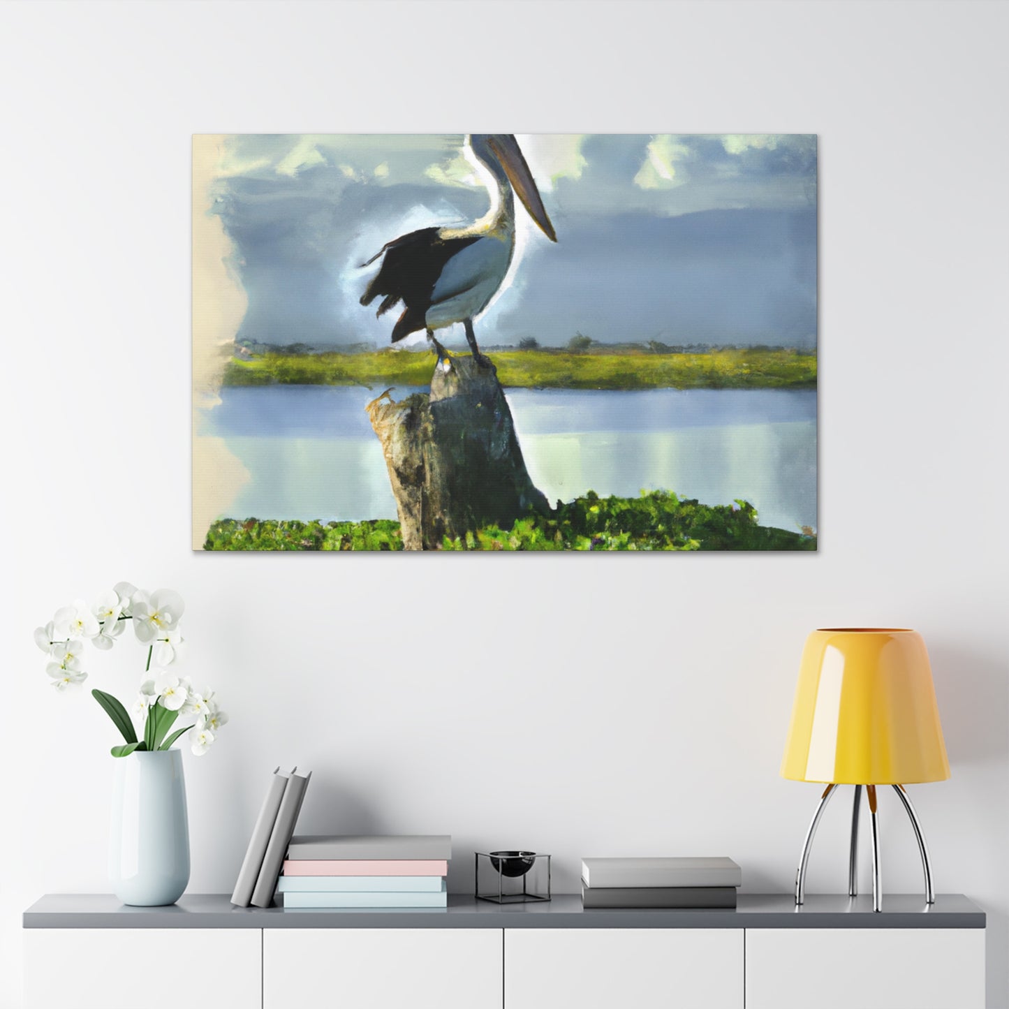 "Aqua Pelican Epic." - Canvas