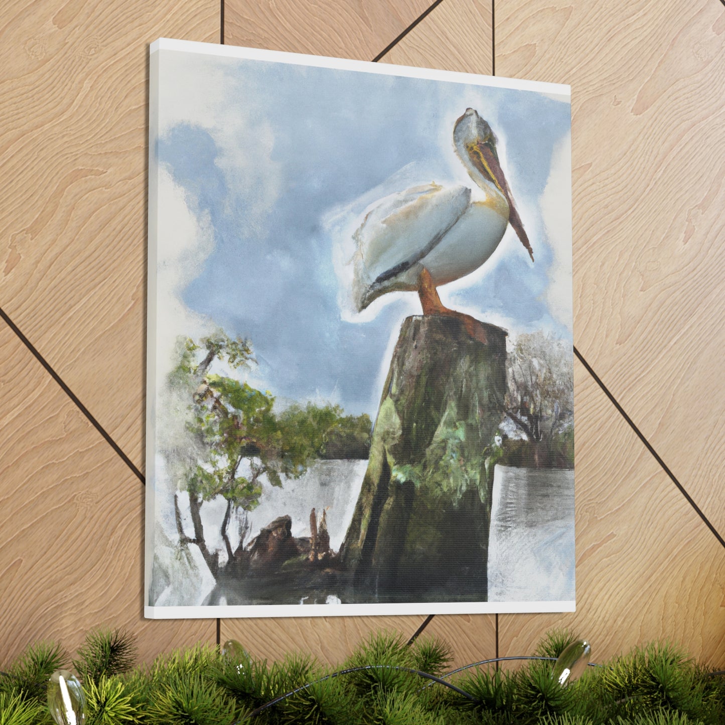 Aquatic Pelican Sunset - Canvas