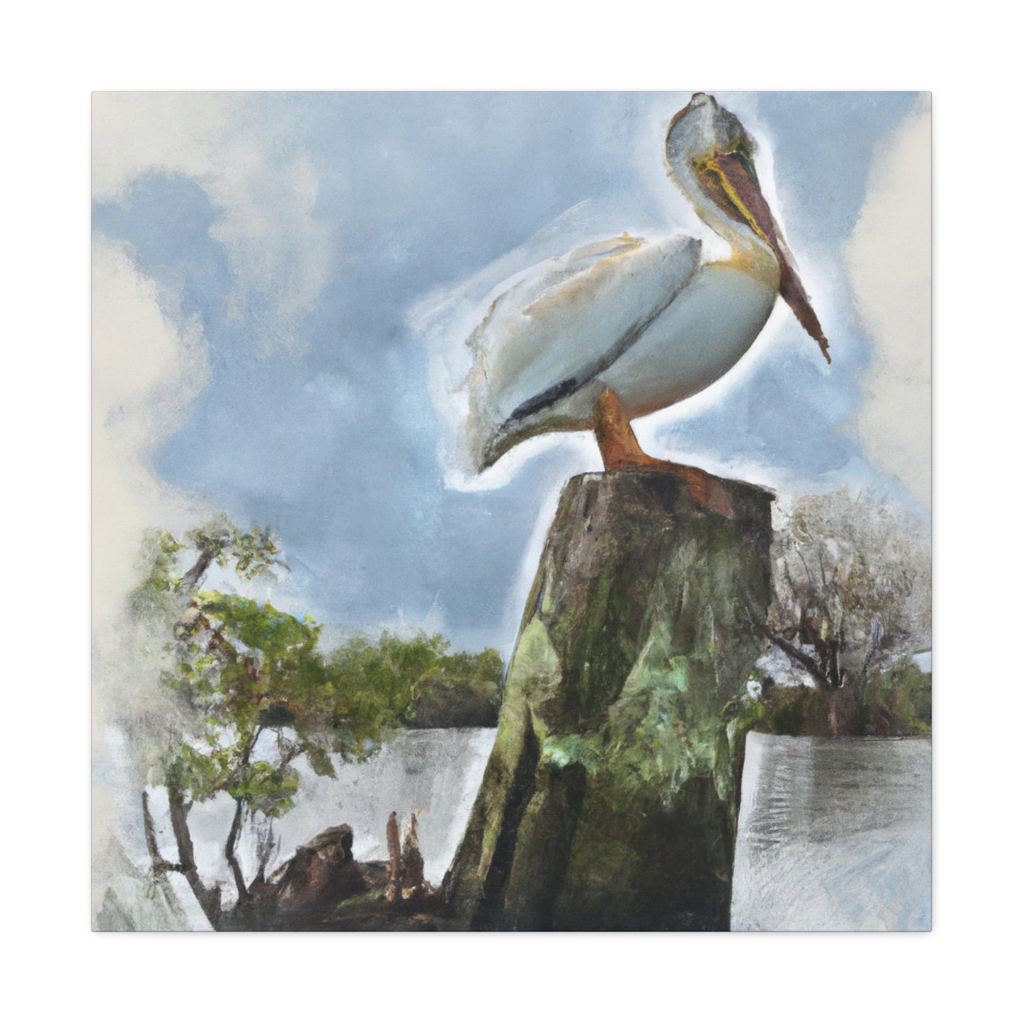 Aquatic Pelican Sunset - Canvas