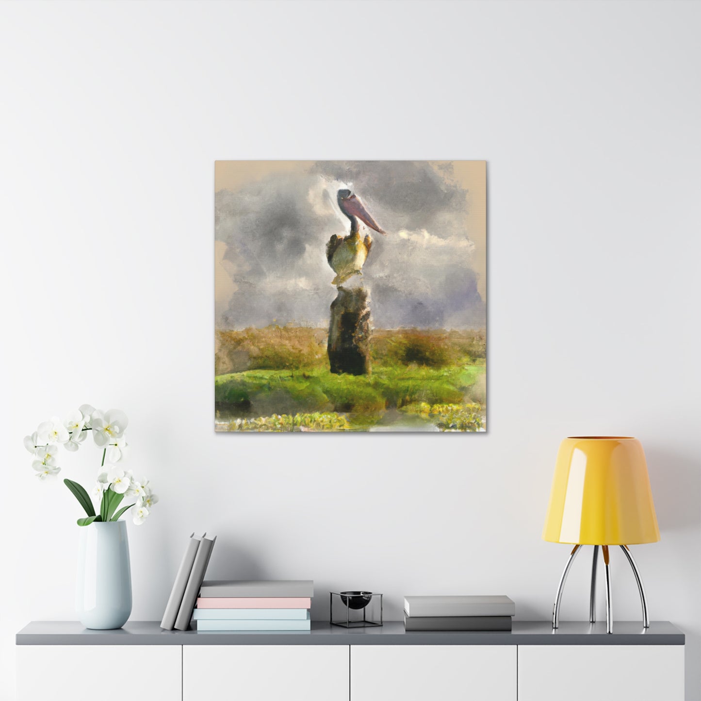 Marshy Pelican Vista - Canvas