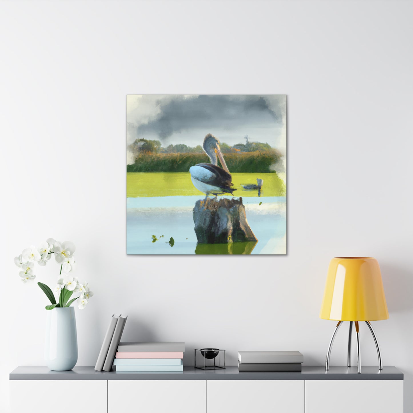 Aquatic Pelican Dream. - Canvas