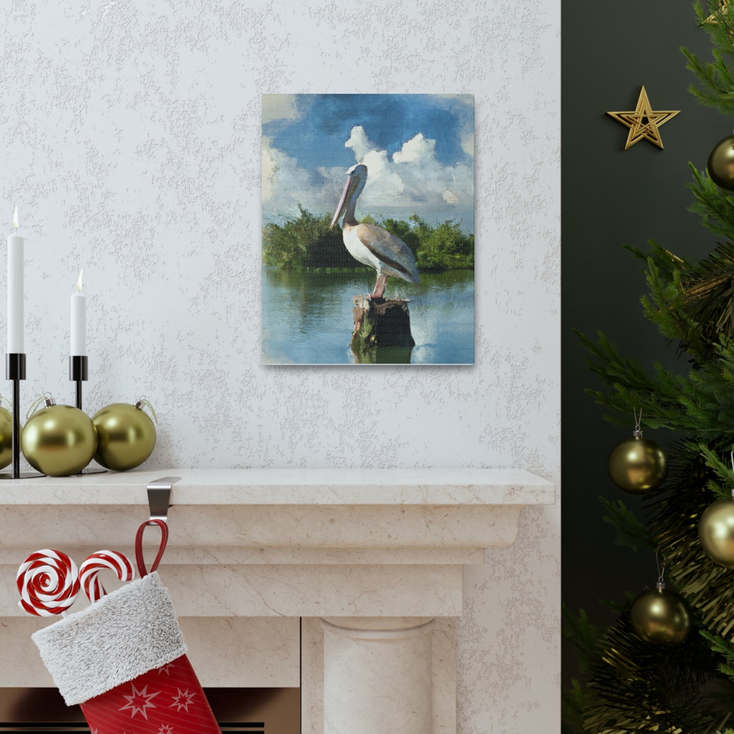 Wetland Pelican Dream. - Canvas