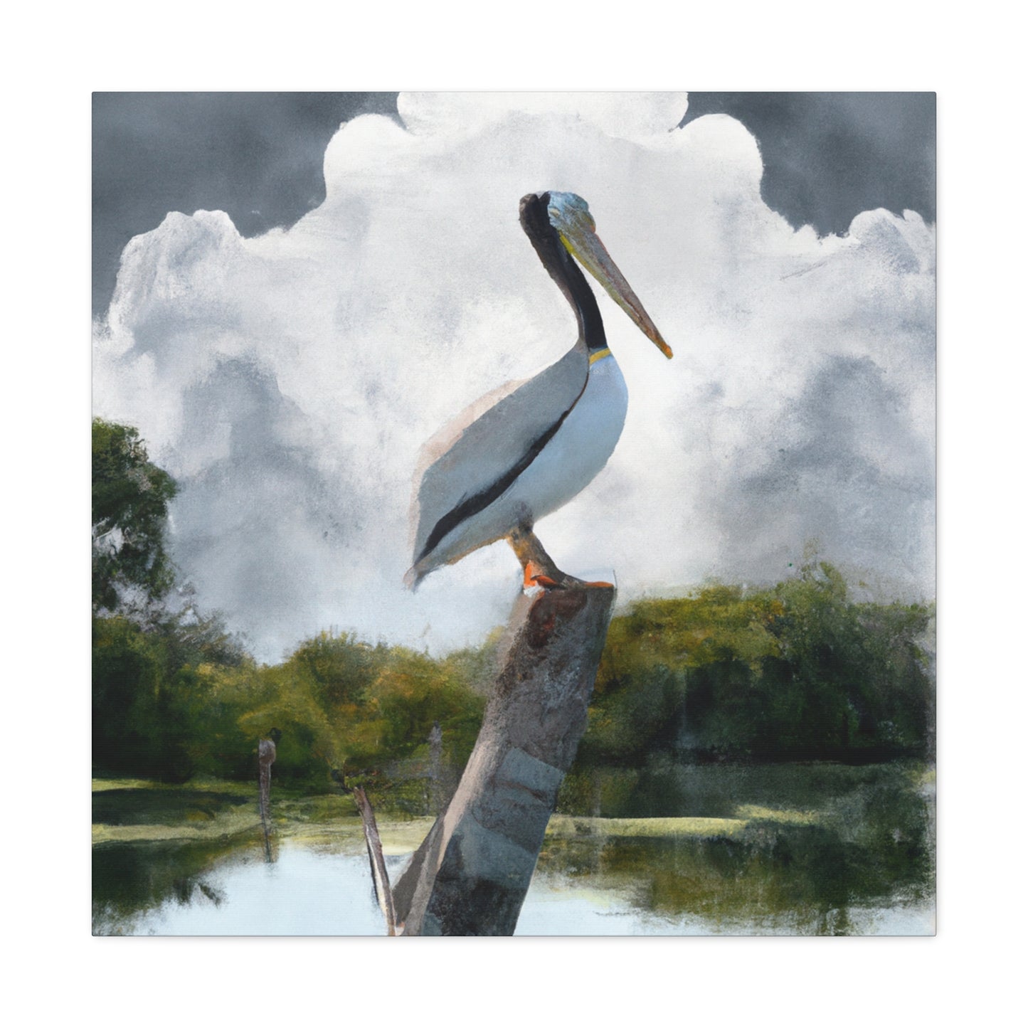 Marshy Pelican Sky. - Canvas