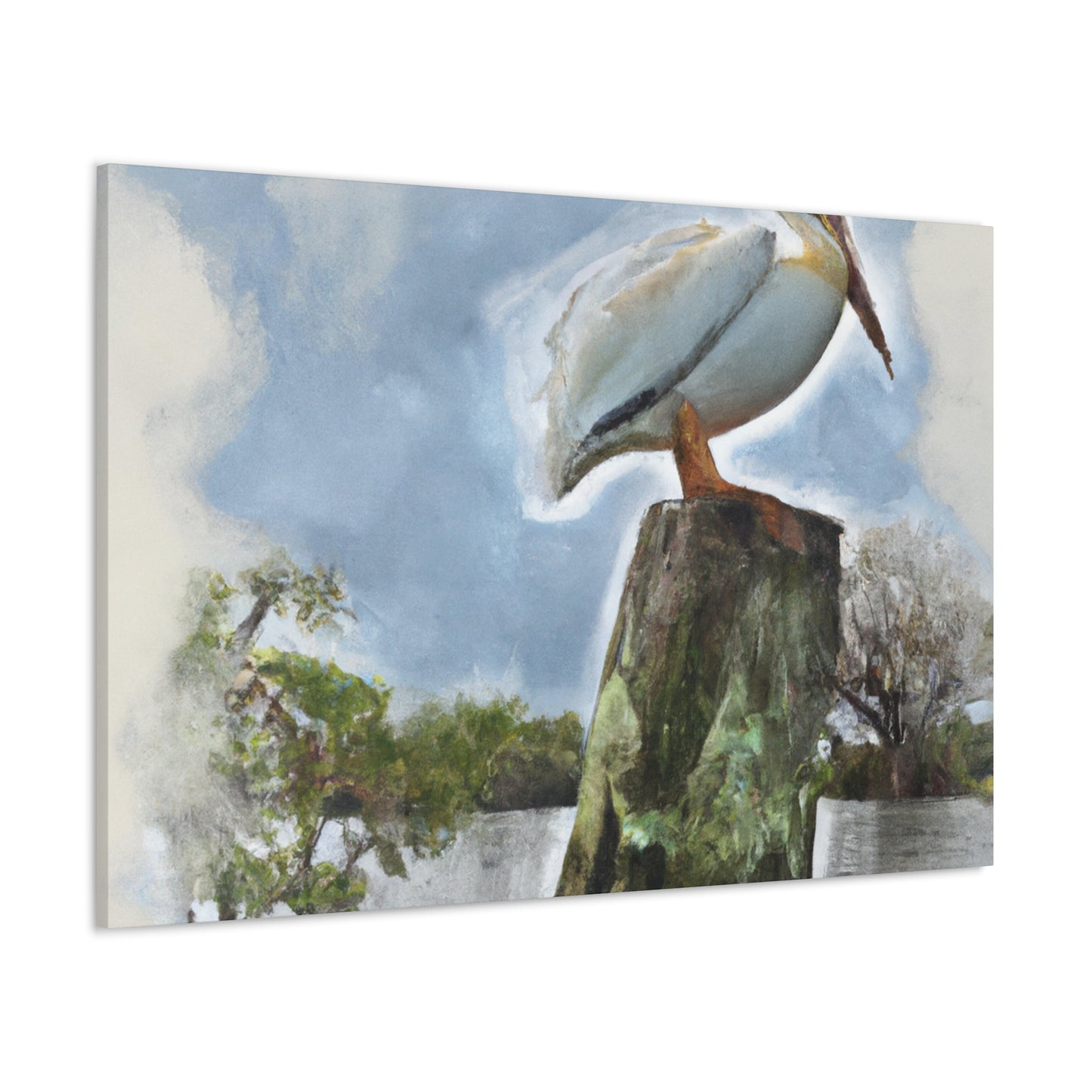 Aquatic Pelican Sunset - Canvas