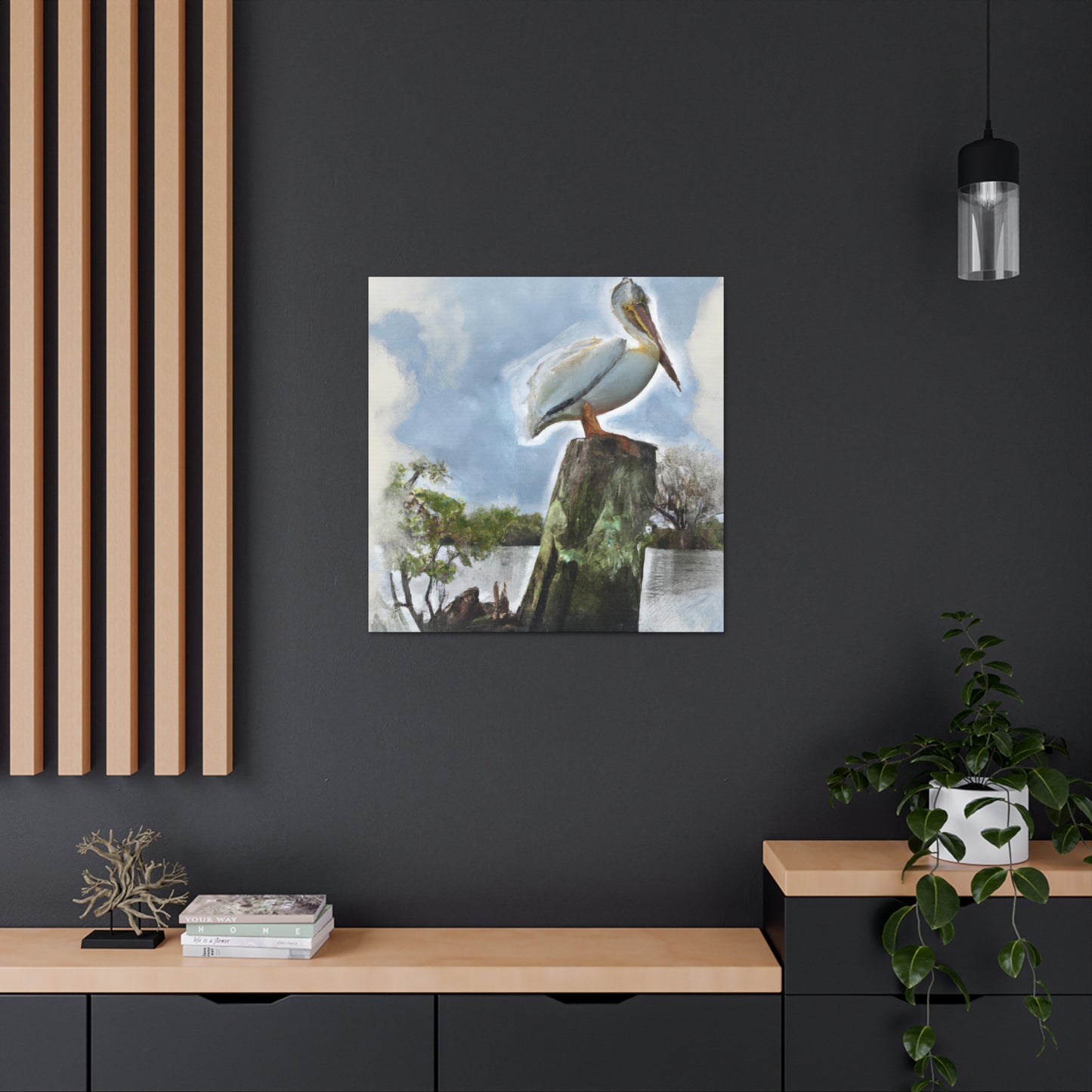 Aquatic Pelican Sunset - Canvas