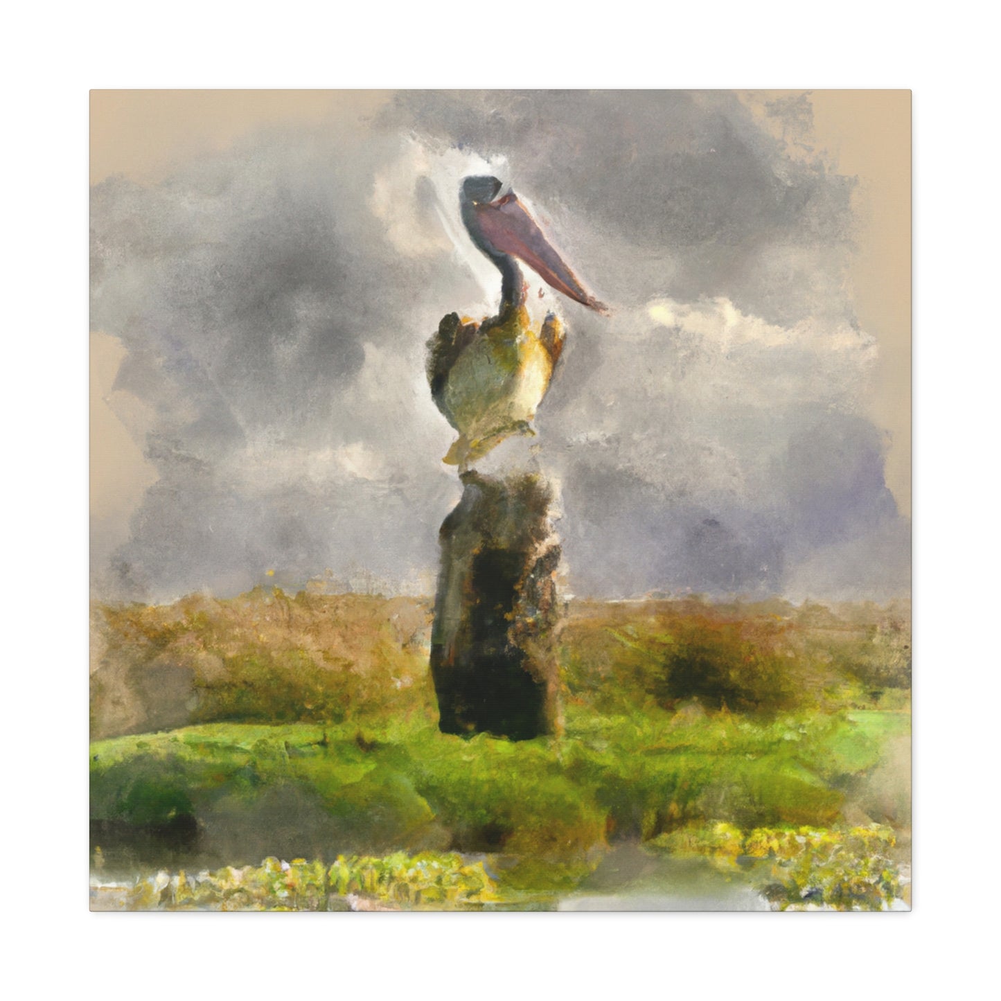 Marshy Pelican Vista - Canvas