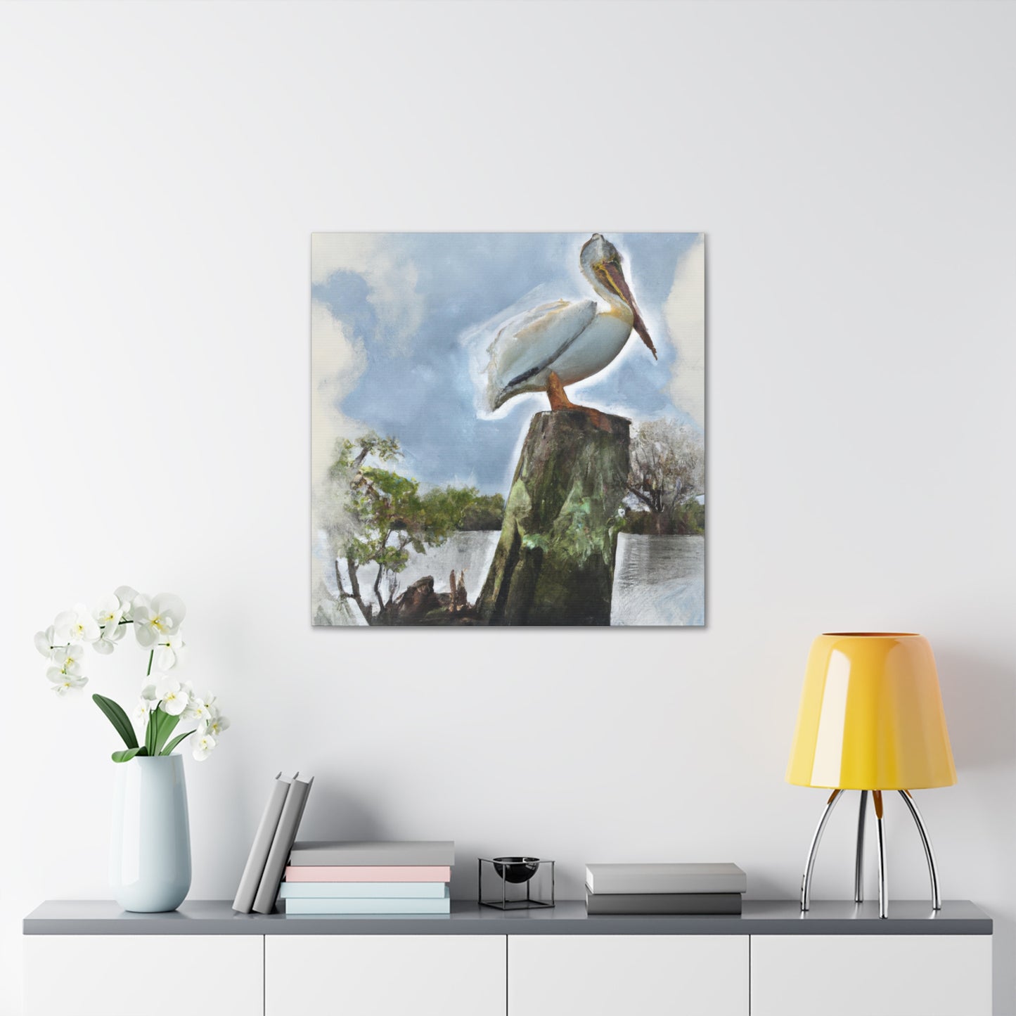 Aquatic Pelican Sunset - Canvas