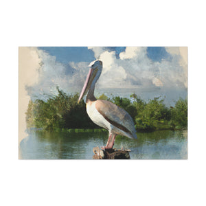 Wetland Pelican Dream. - Canvas