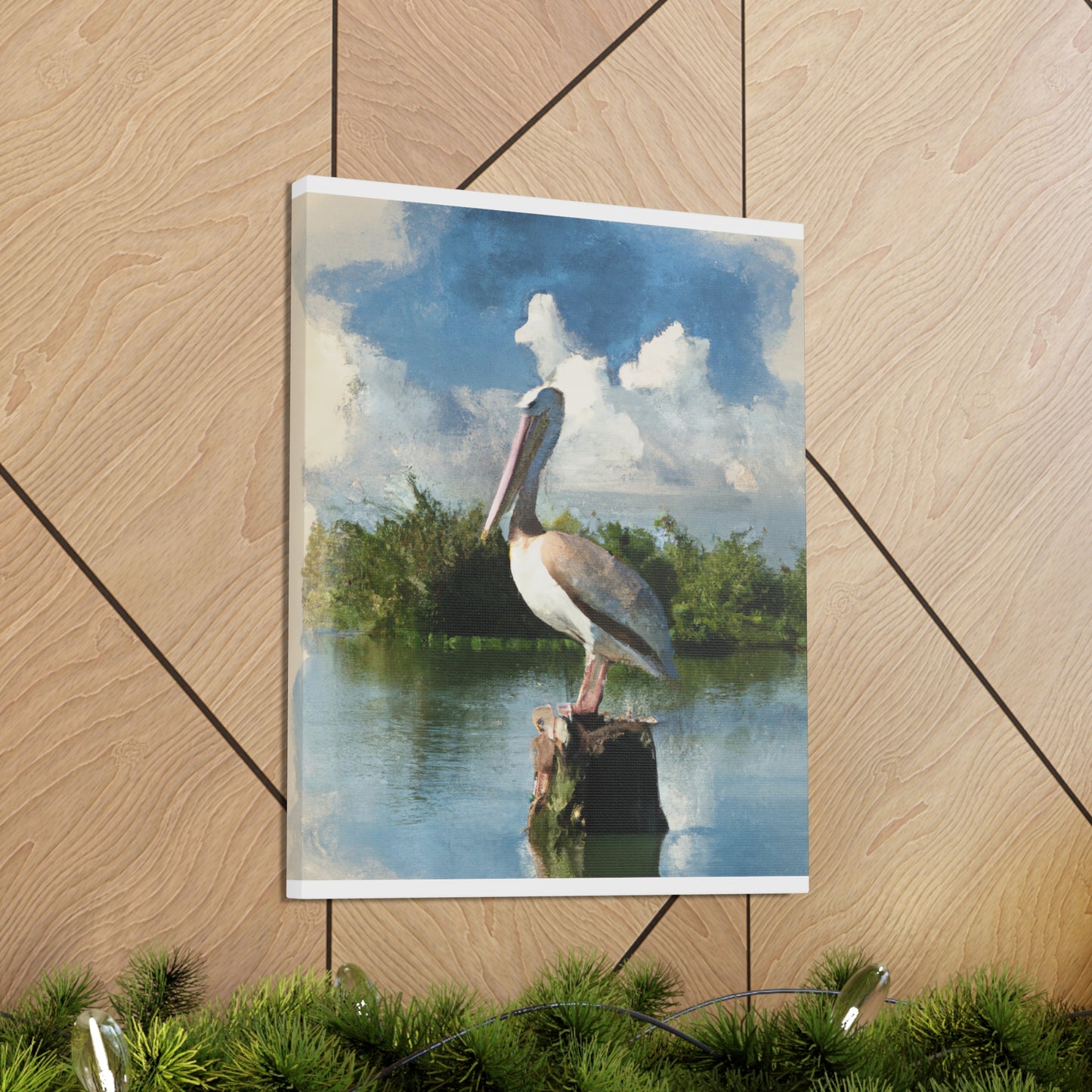 Wetland Pelican Dream. - Canvas