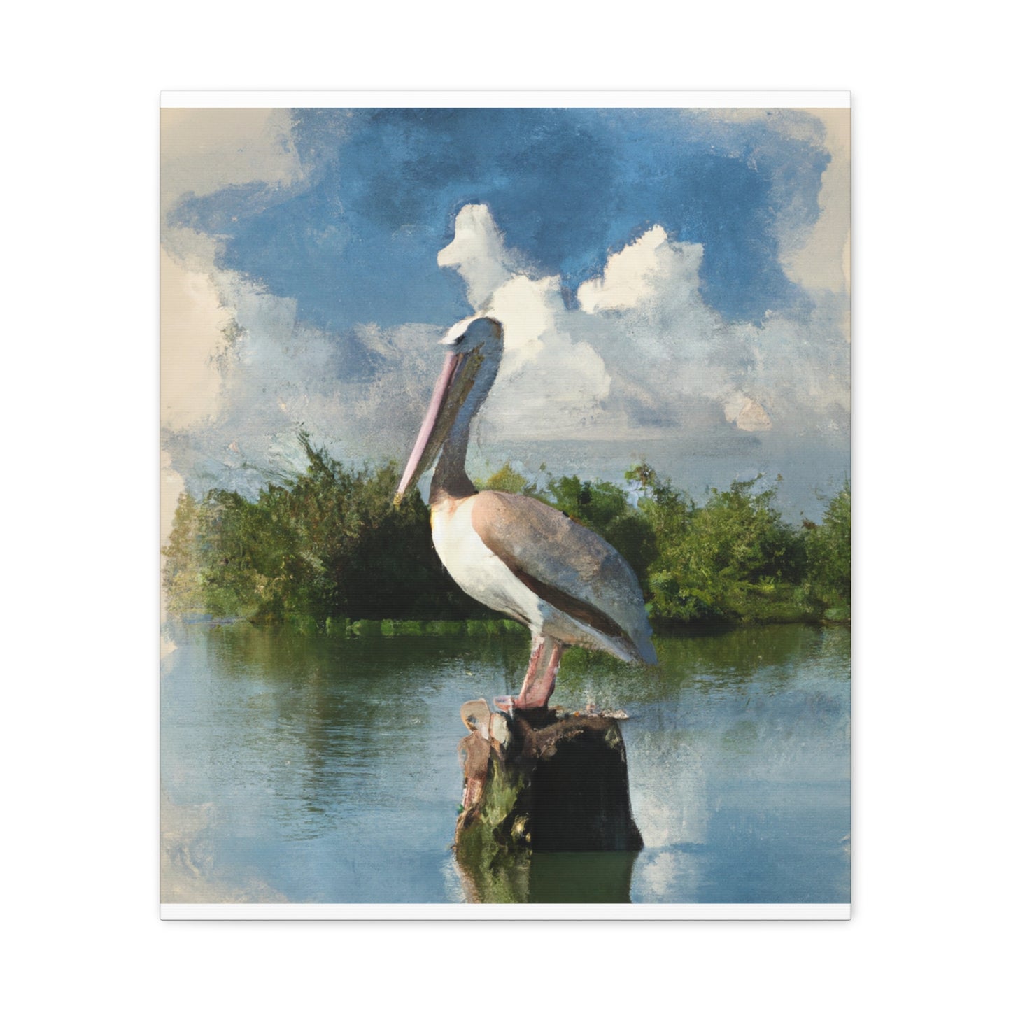 Wetland Pelican Dream. - Canvas