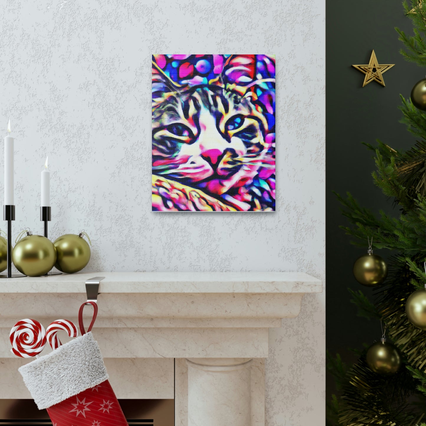 1. Multi-Colored Cat Flux
2. Flowered Digital Mix
3. Flowered Room Cat - Canvas