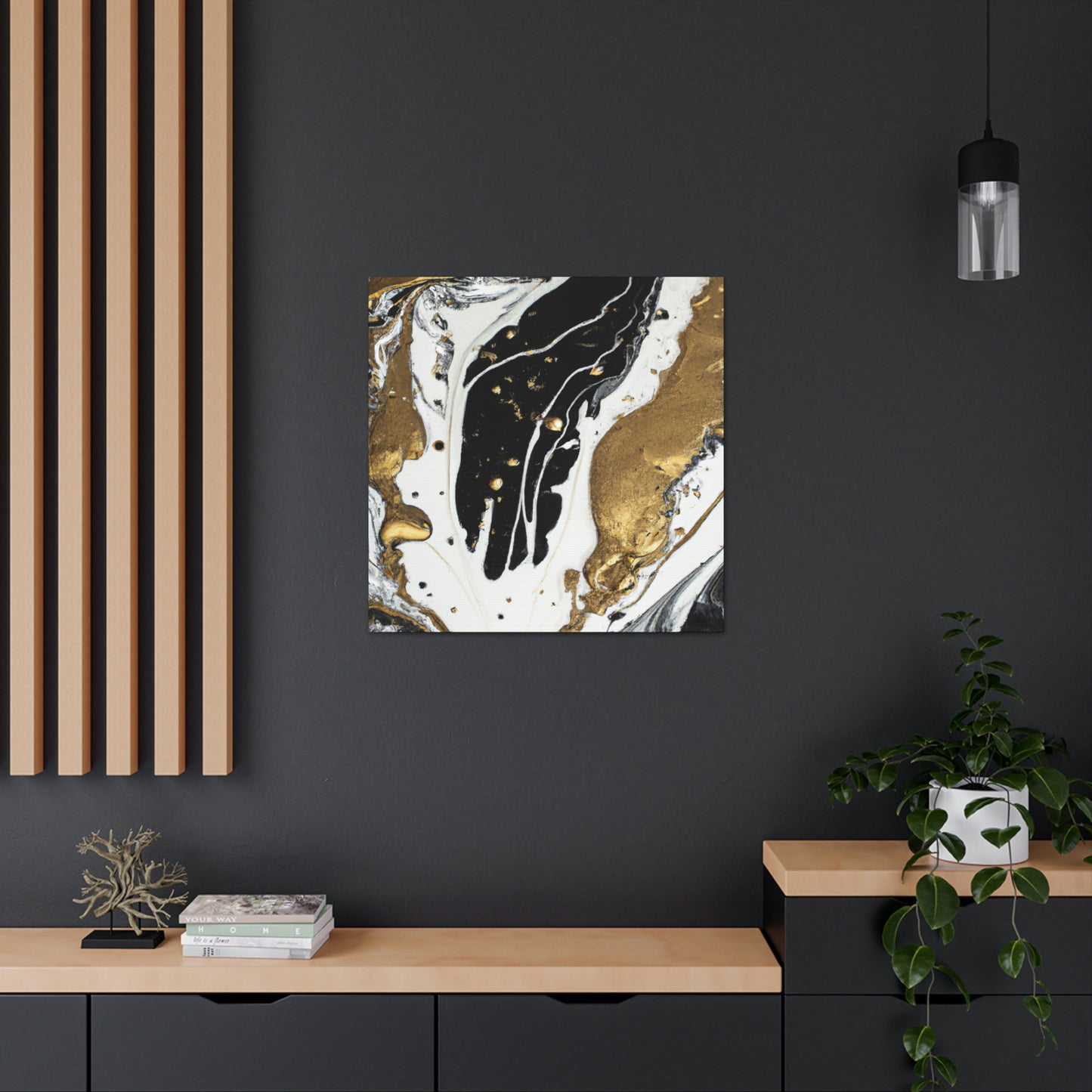 Golden Fluid Fusion - Canvas