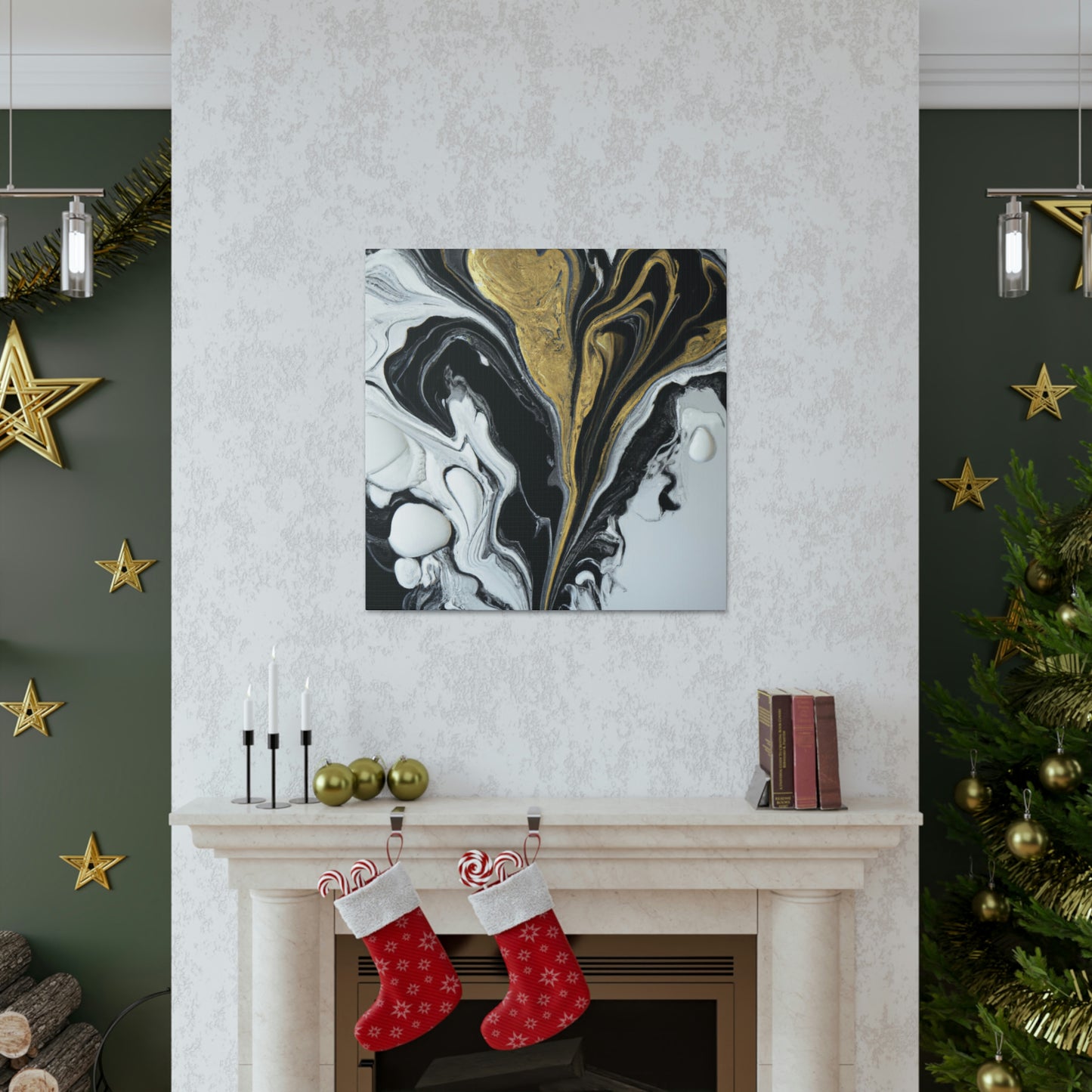 Golden Splatter Mosaic - Canvas