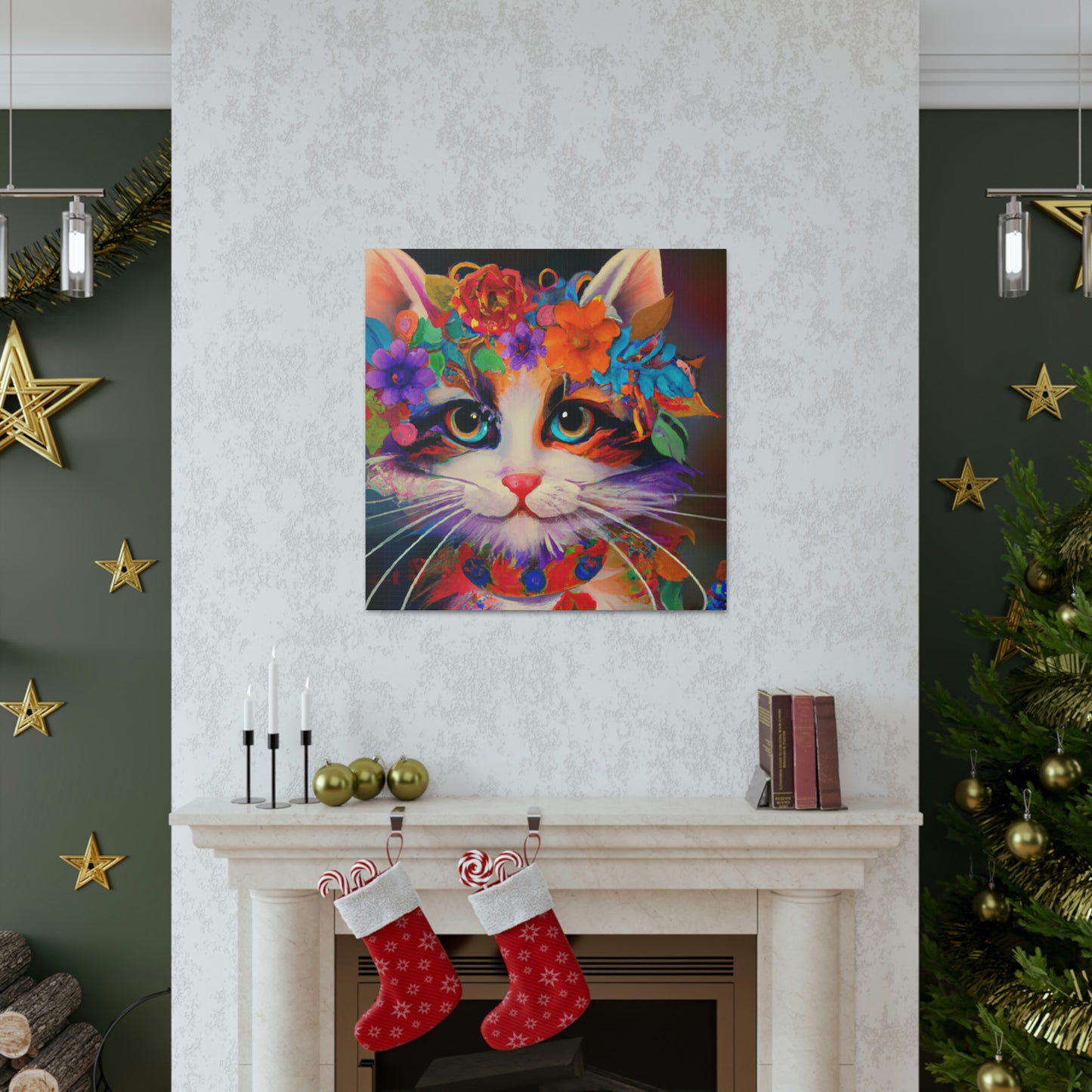 Flower Cat. - Canvas