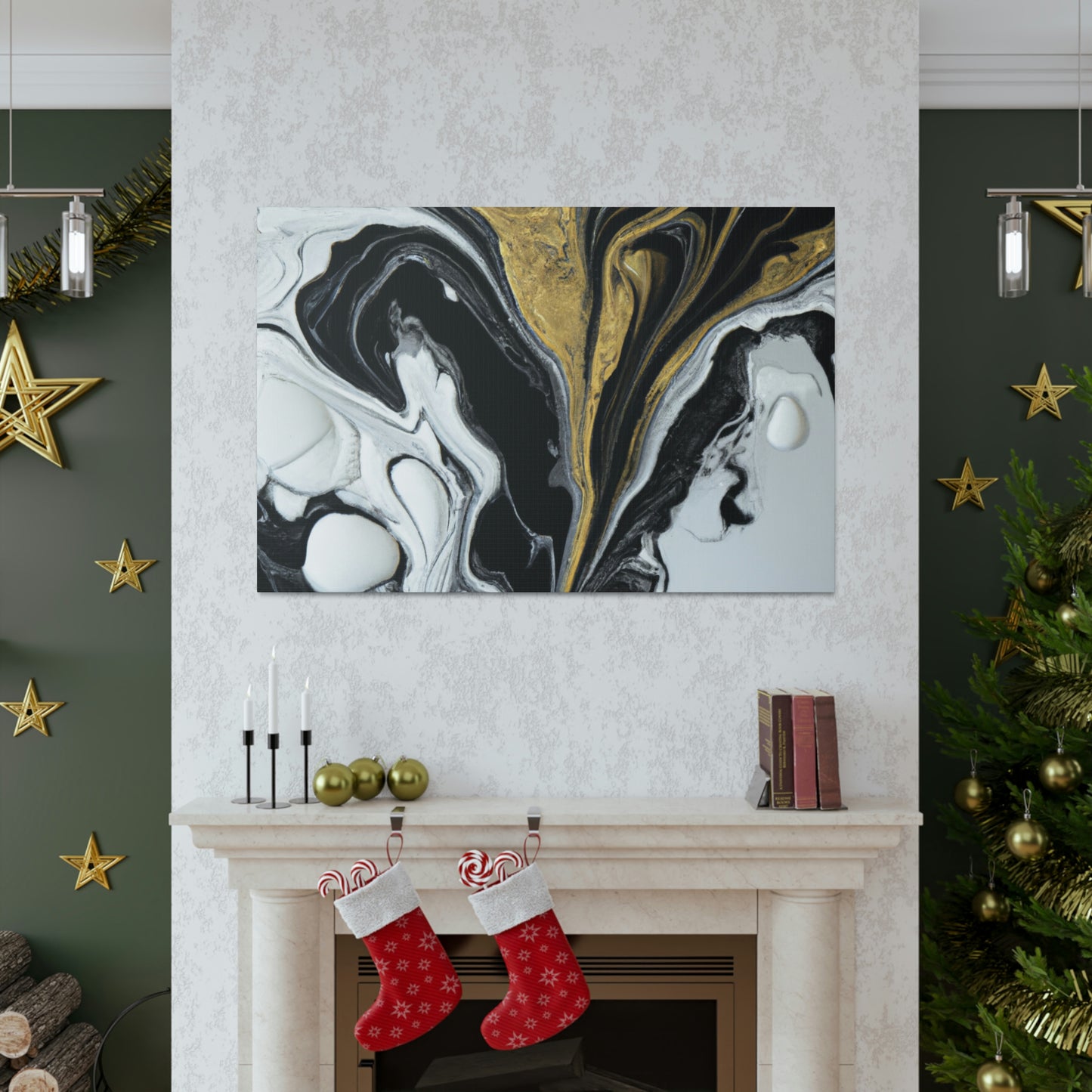 Golden Splatter Mosaic - Canvas