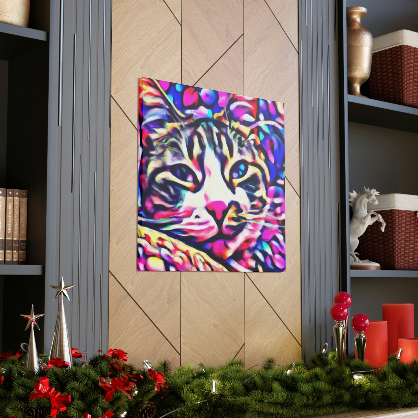 1. Multi-Colored Cat Flux
2. Flowered Digital Mix
3. Flowered Room Cat - Canvas