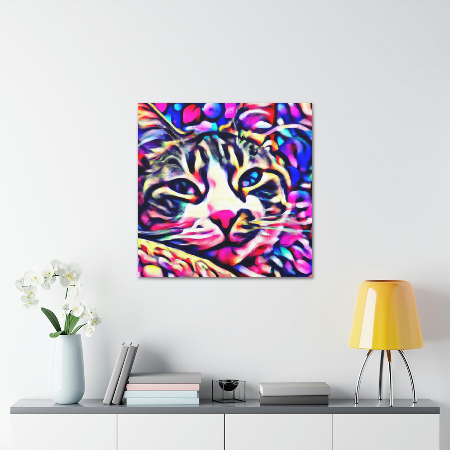 1. Multi-Colored Cat Flux
2. Flowered Digital Mix
3. Flowered Room Cat - Canvas