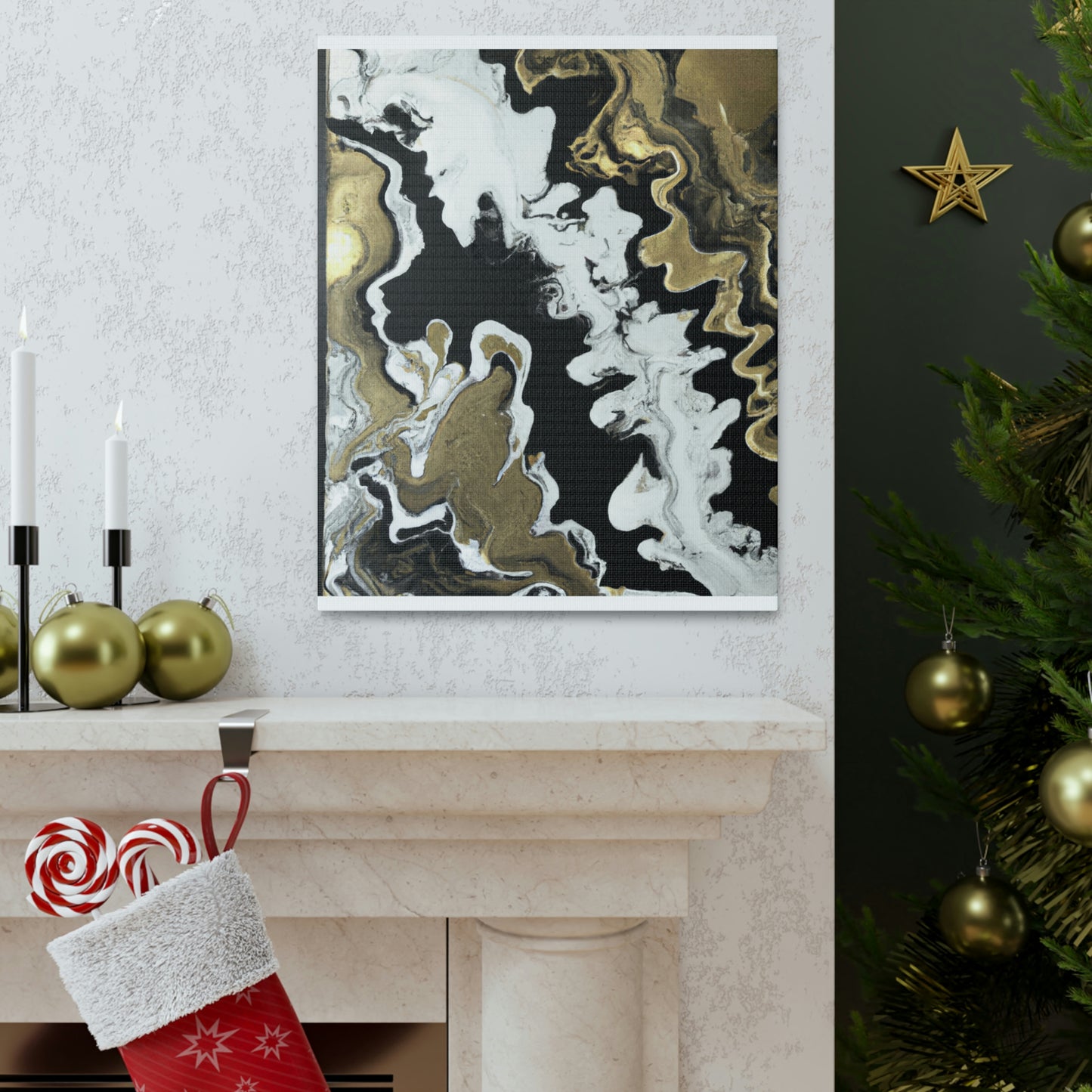 Gold Fluid Cascade. - Canvas