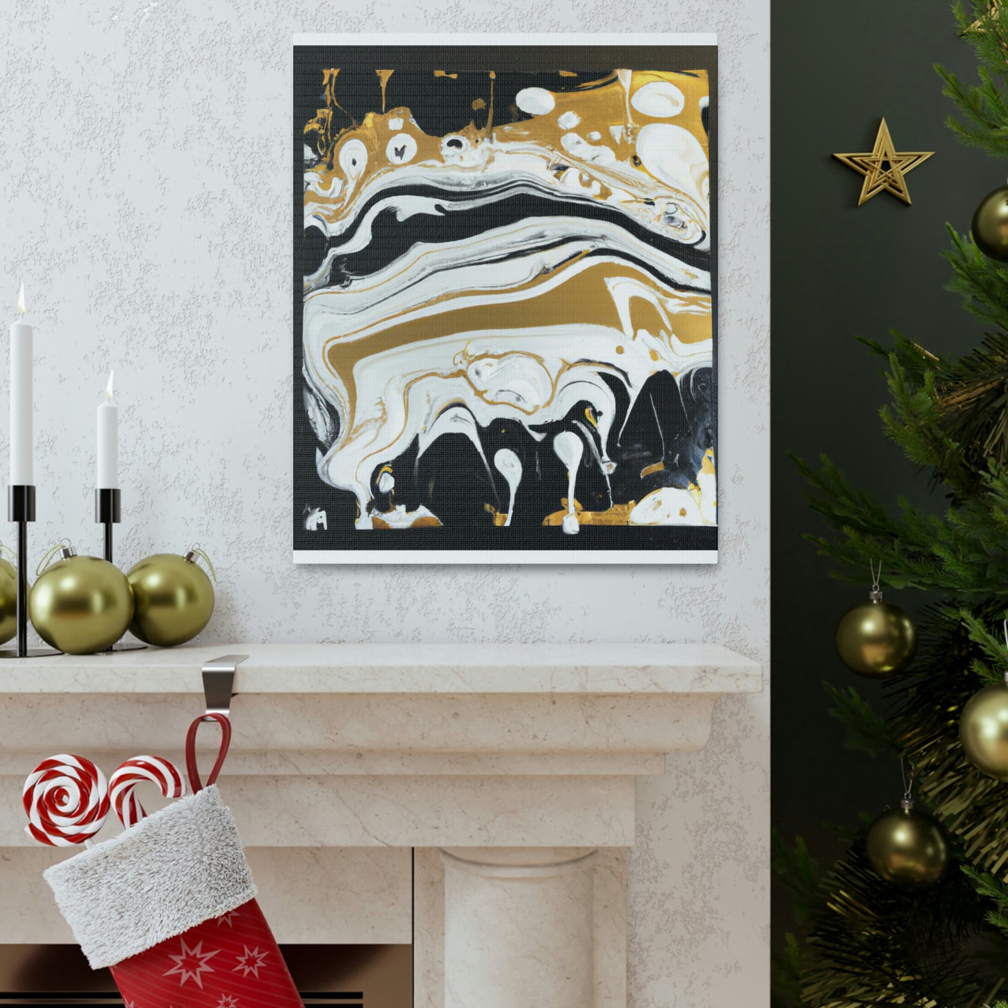 Golden Flux Swirls - Canvas