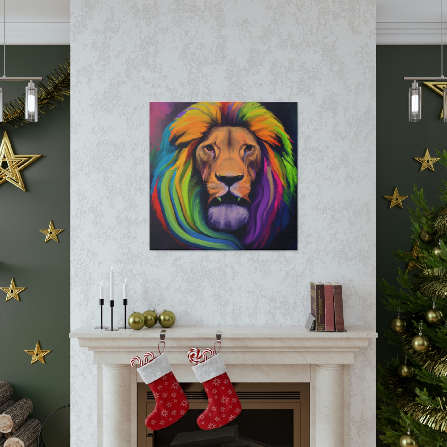 Multicolored Lion Mixture, Artful Roar Dreaming. - Canvas