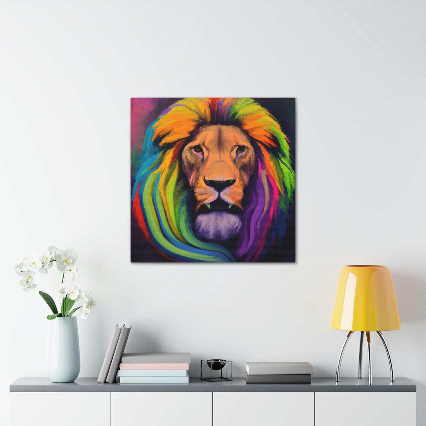 Multicolored Lion Mixture, Artful Roar Dreaming. - Canvas