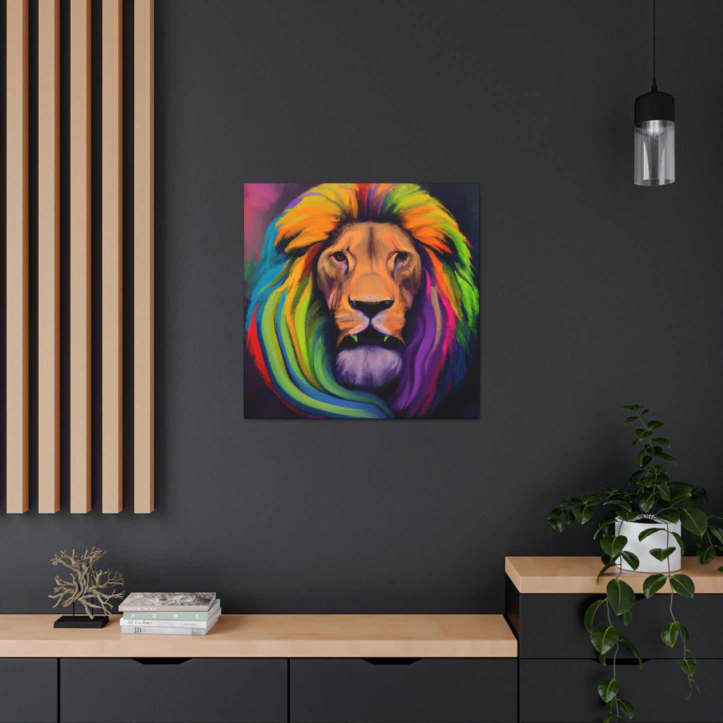 Multicolored Lion Mixture, Artful Roar Dreaming. - Canvas