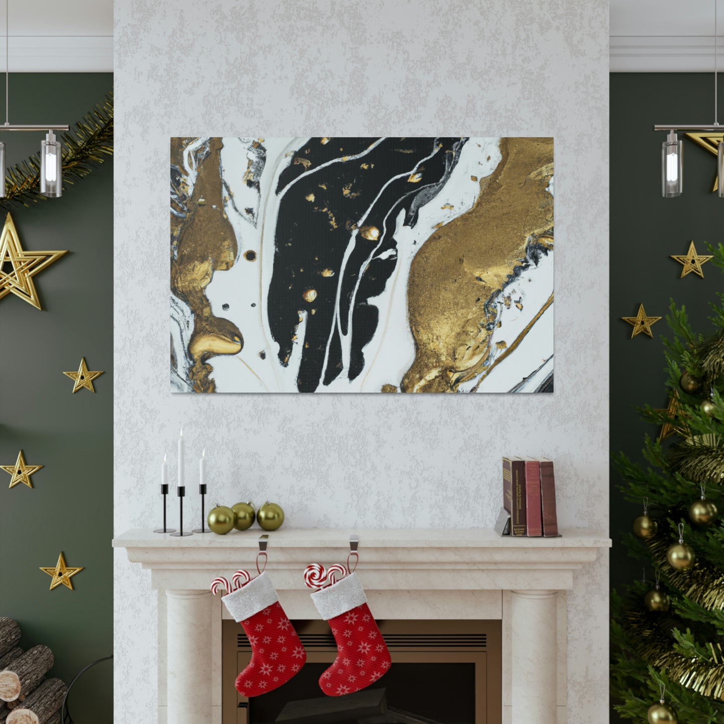 Golden Fluid Fusion - Canvas