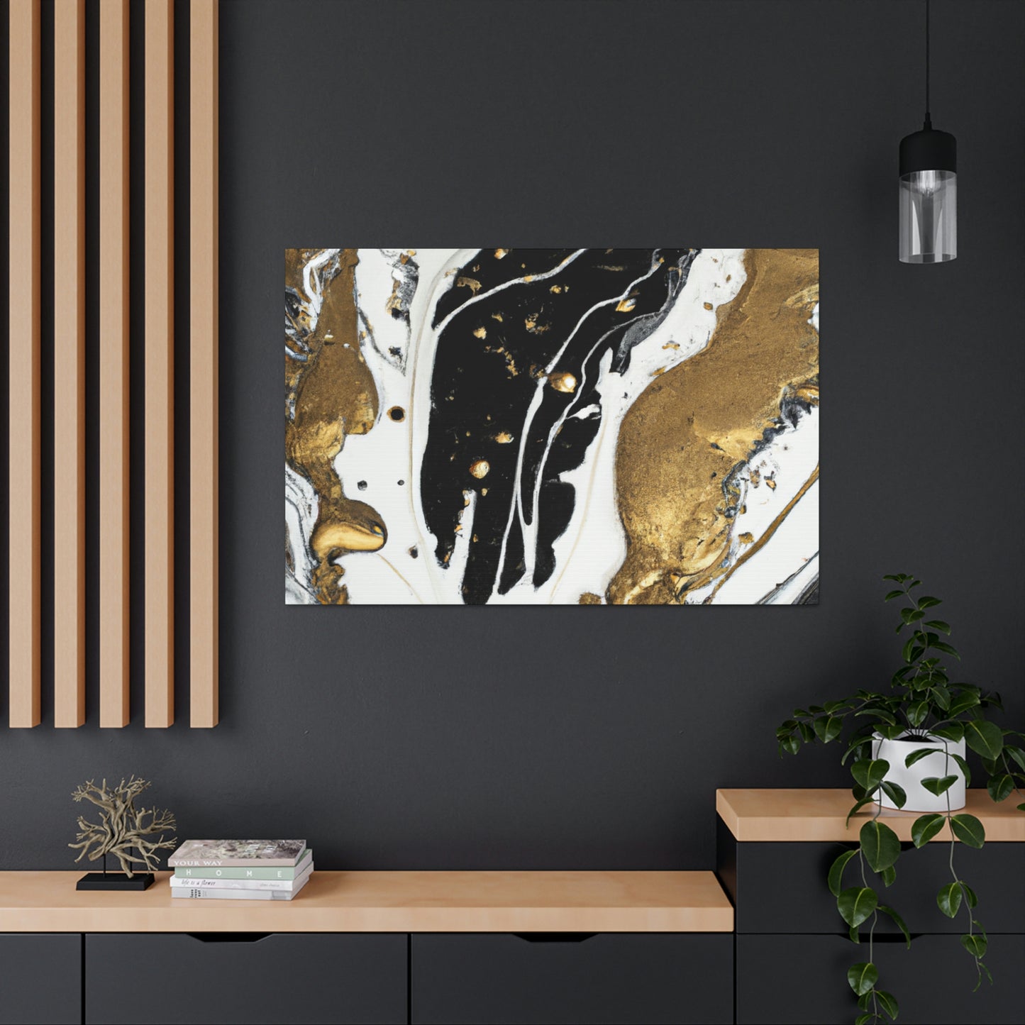 Golden Fluid Fusion - Canvas