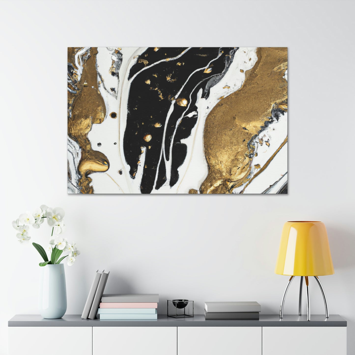 Golden Fluid Fusion - Canvas