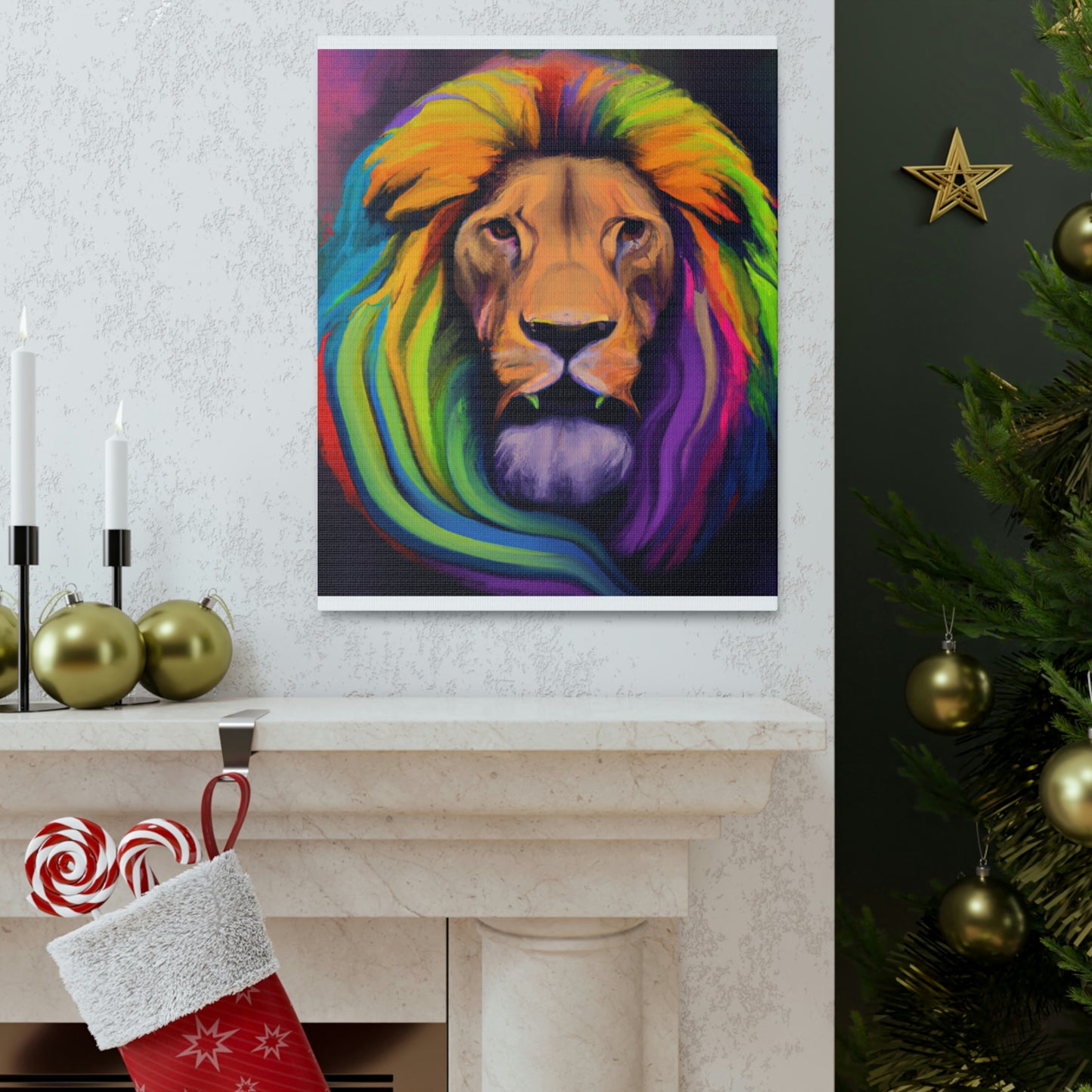 Multicolored Lion Mixture, Artful Roar Dreaming. - Canvas