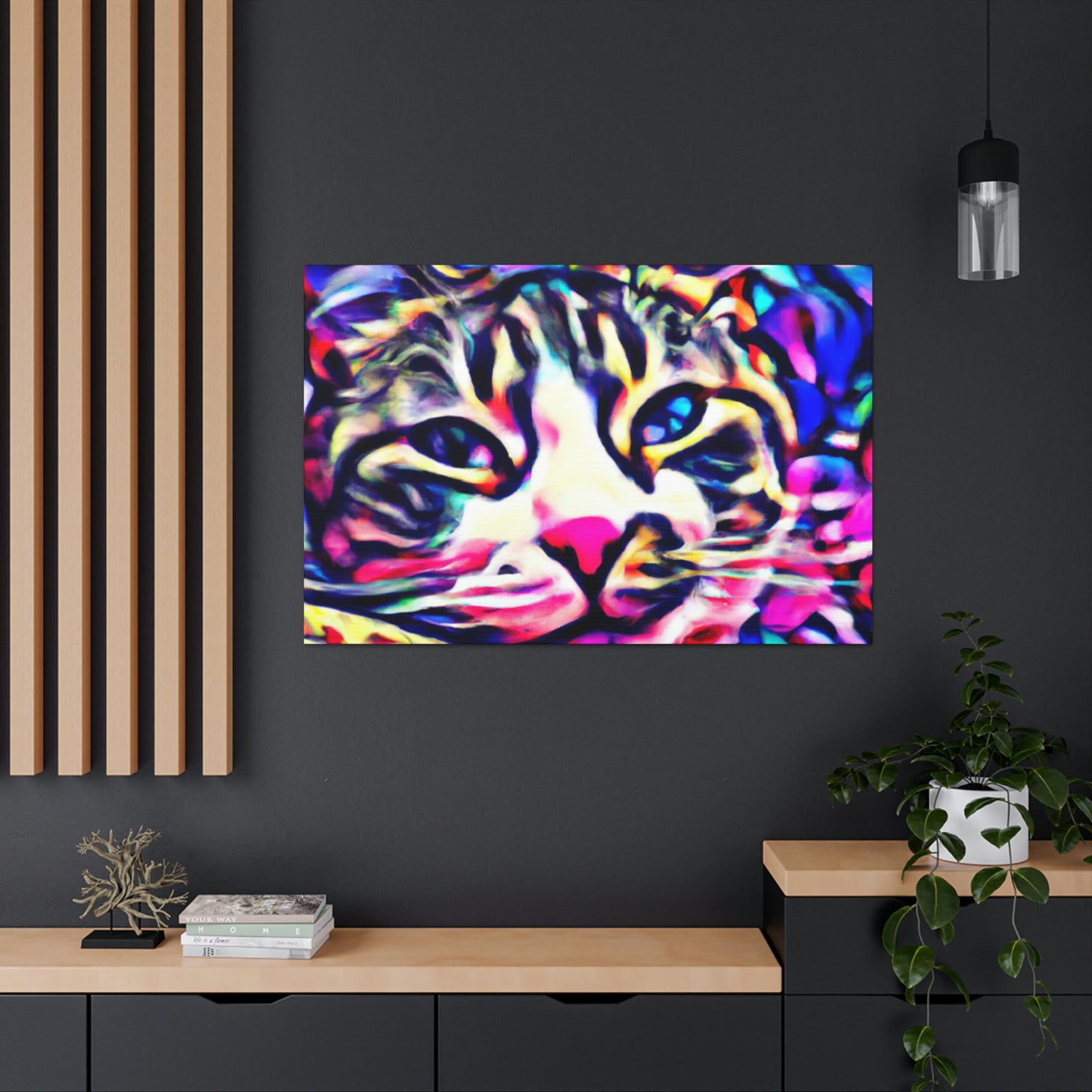 1. Multi-Colored Cat Flux
2. Flowered Digital Mix
3. Flowered Room Cat - Canvas