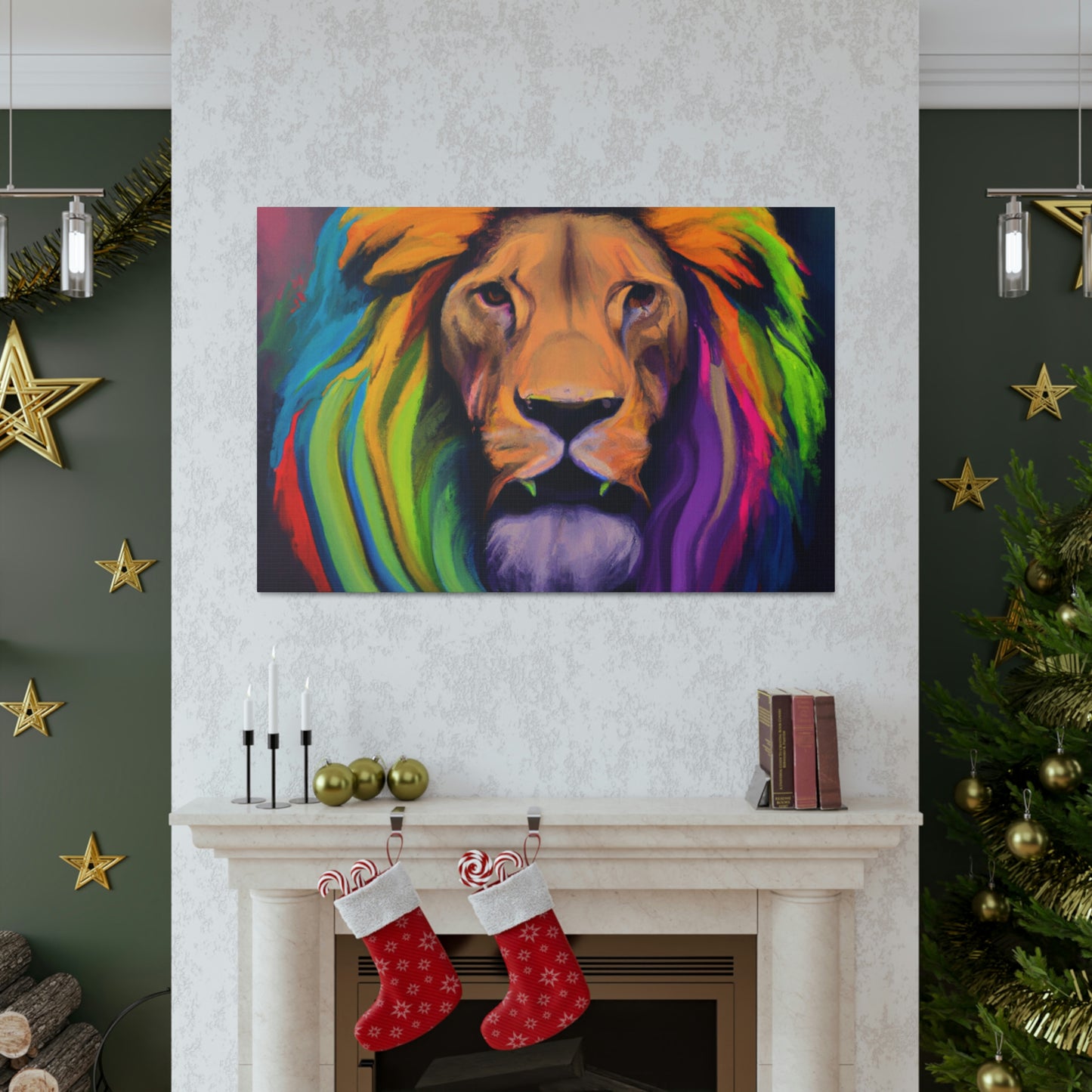 Multicolored Lion Mixture, Artful Roar Dreaming. - Canvas