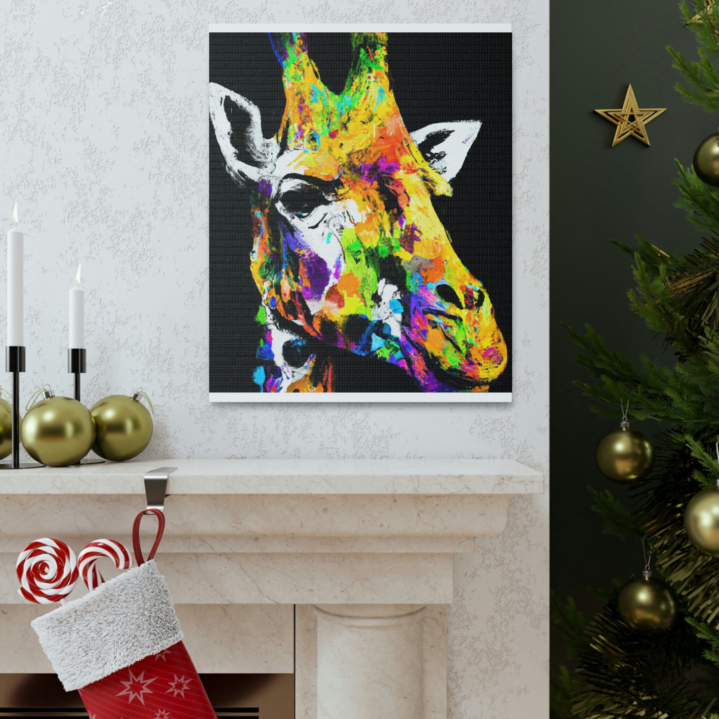 Multi-Hued Giraffe - Canvas