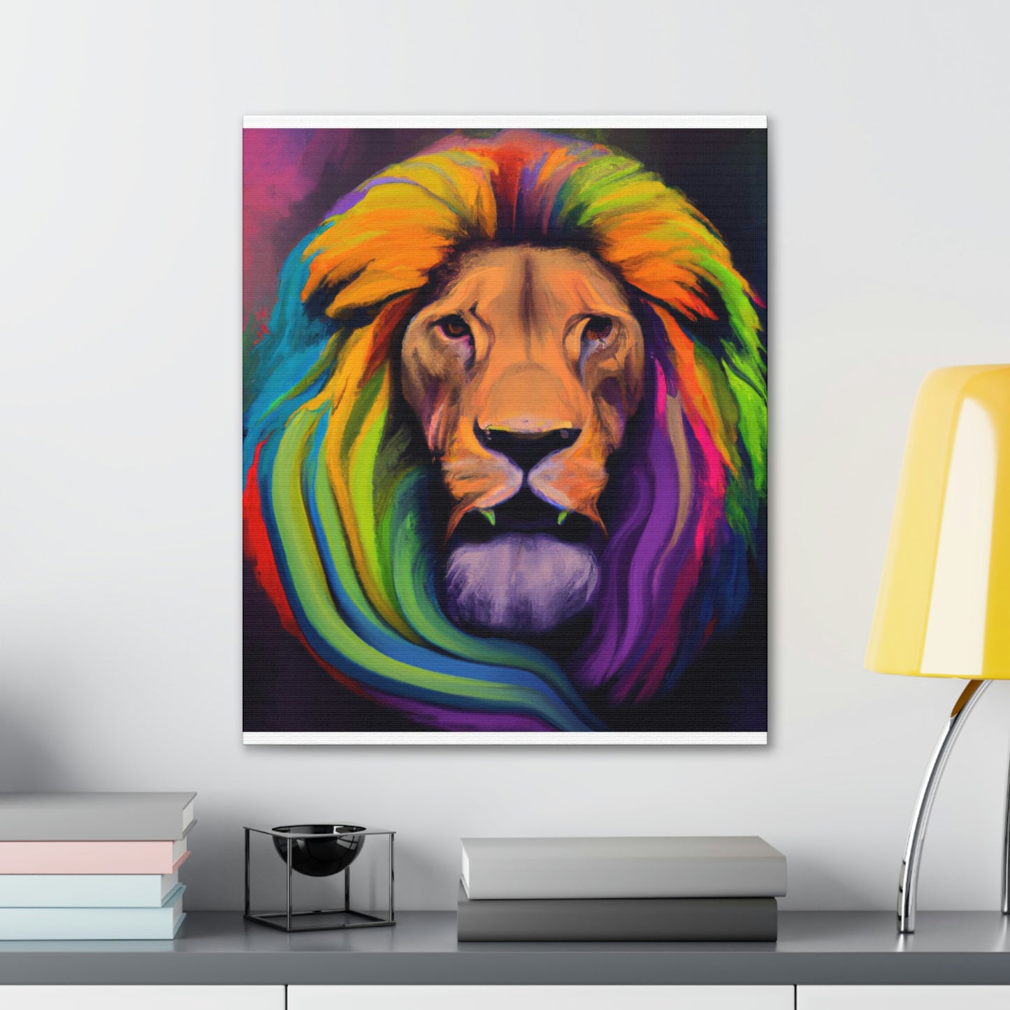Multicolored Lion Mixture, Artful Roar Dreaming. - Canvas