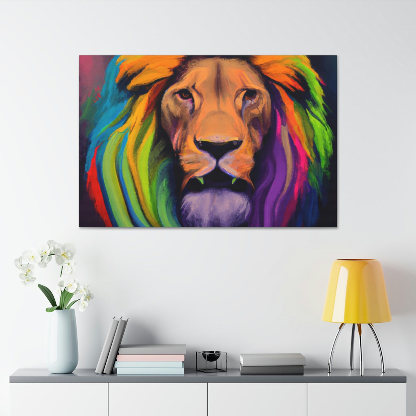 Multicolored Lion Mixture, Artful Roar Dreaming. - Canvas