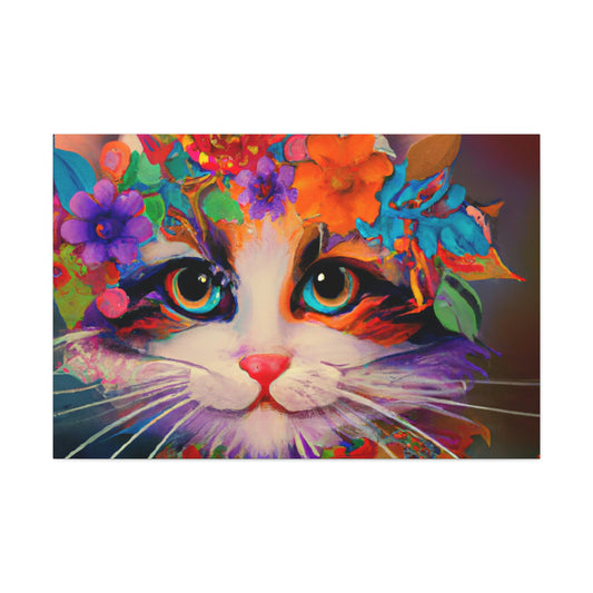 Flower Cat. - Canvas