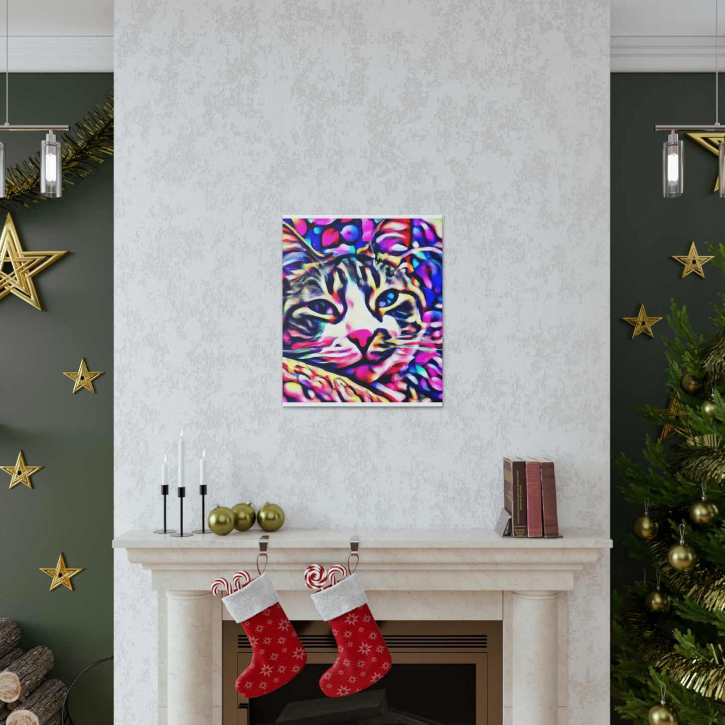 1. Multi-Colored Cat Flux
2. Flowered Digital Mix
3. Flowered Room Cat - Canvas