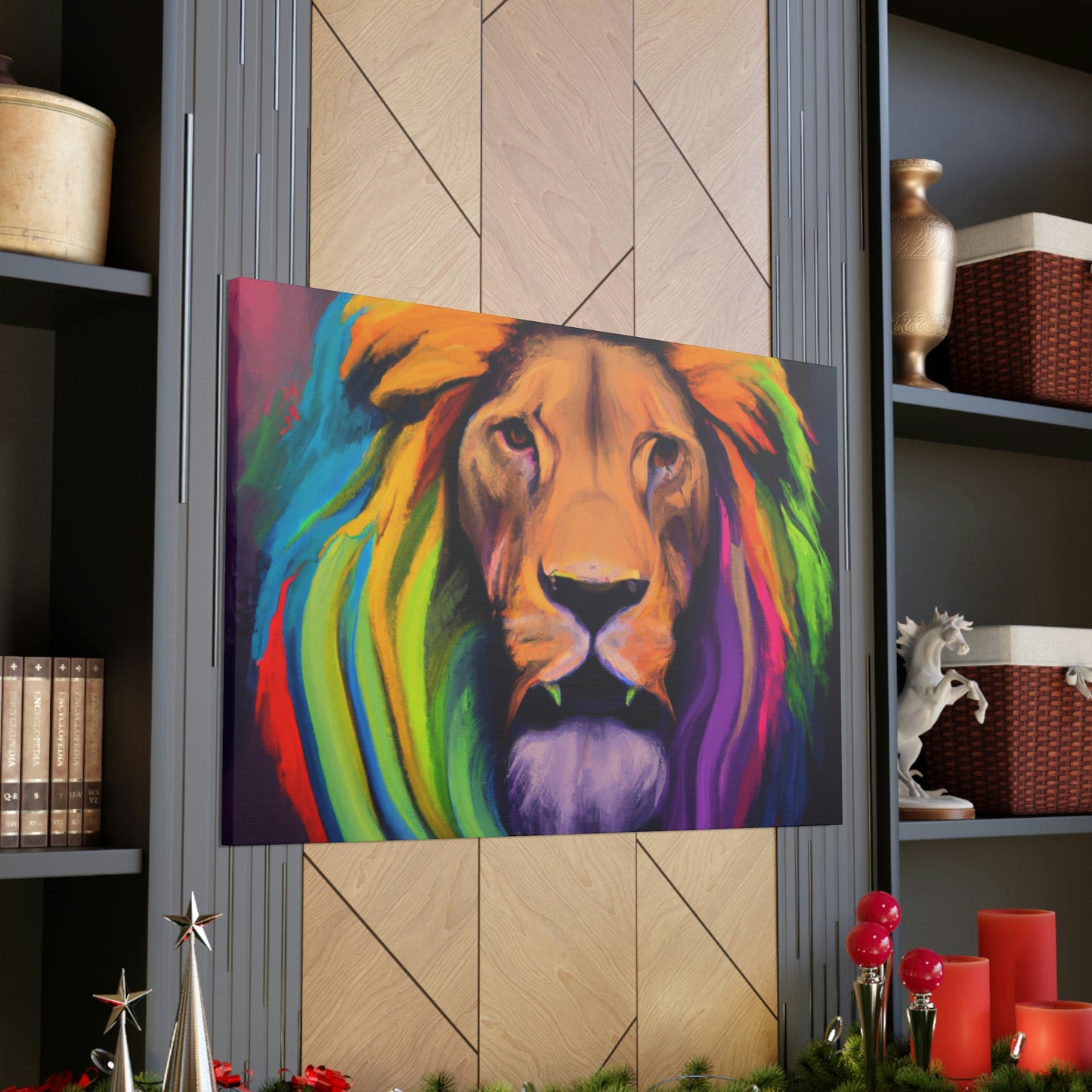 Multicolored Lion Mixture, Artful Roar Dreaming. - Canvas