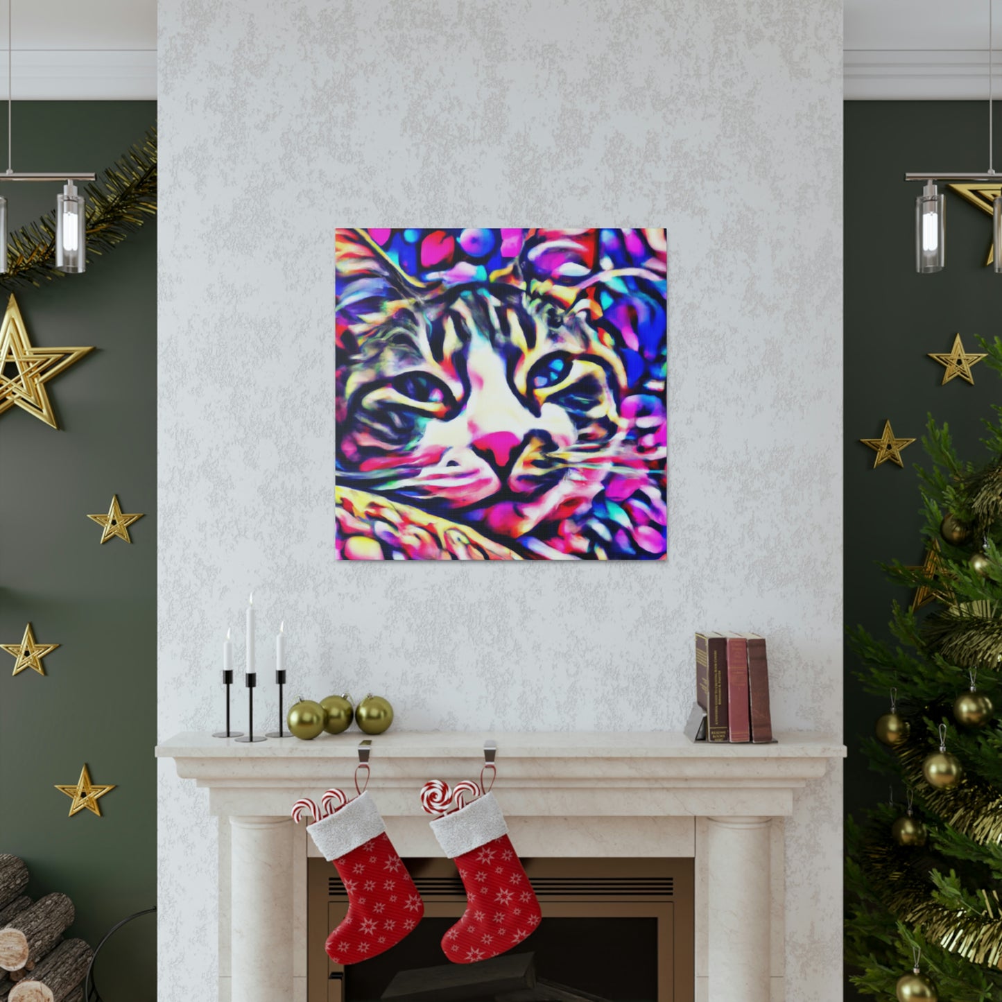 1. Multi-Colored Cat Flux
2. Flowered Digital Mix
3. Flowered Room Cat - Canvas