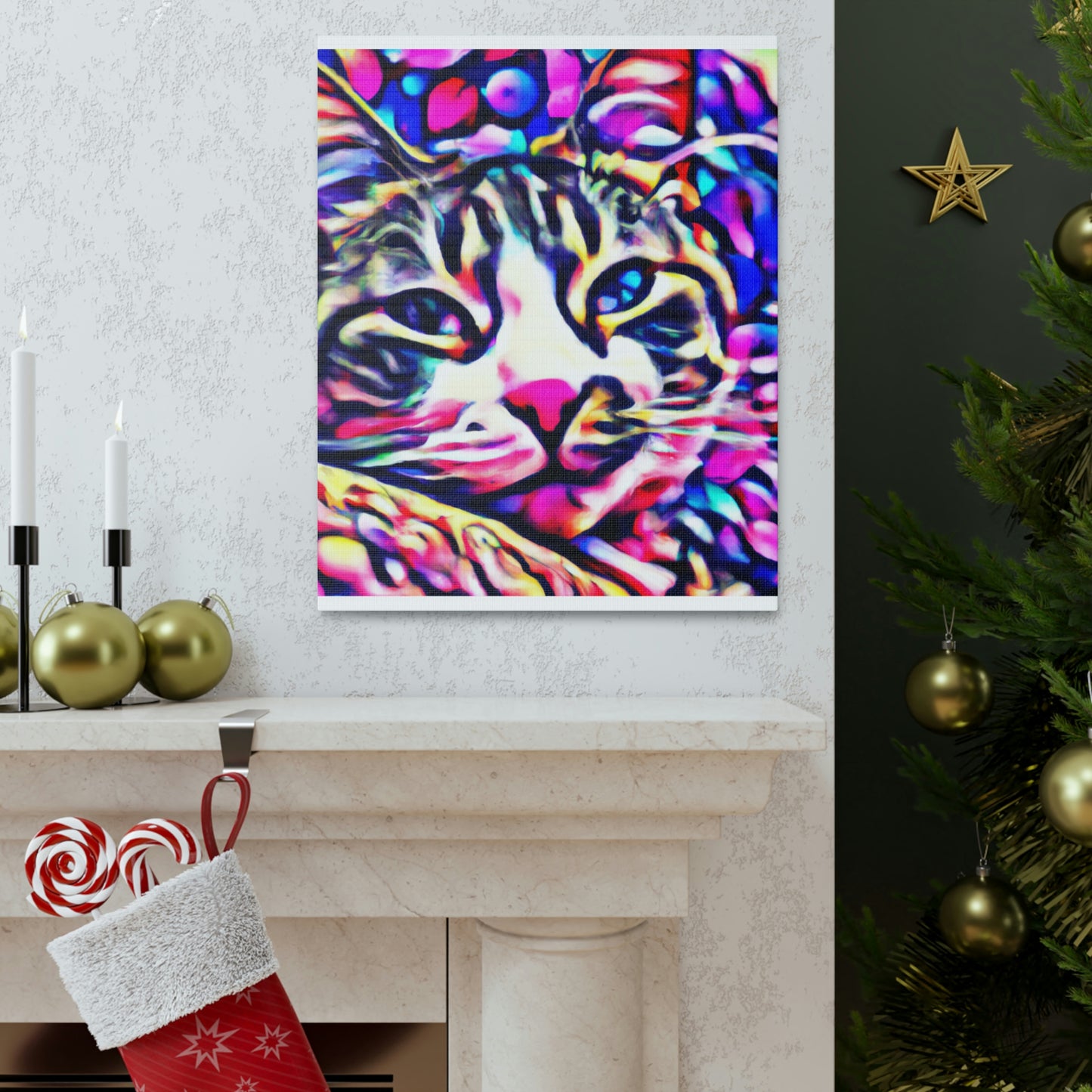 1. Multi-Colored Cat Flux
2. Flowered Digital Mix
3. Flowered Room Cat - Canvas